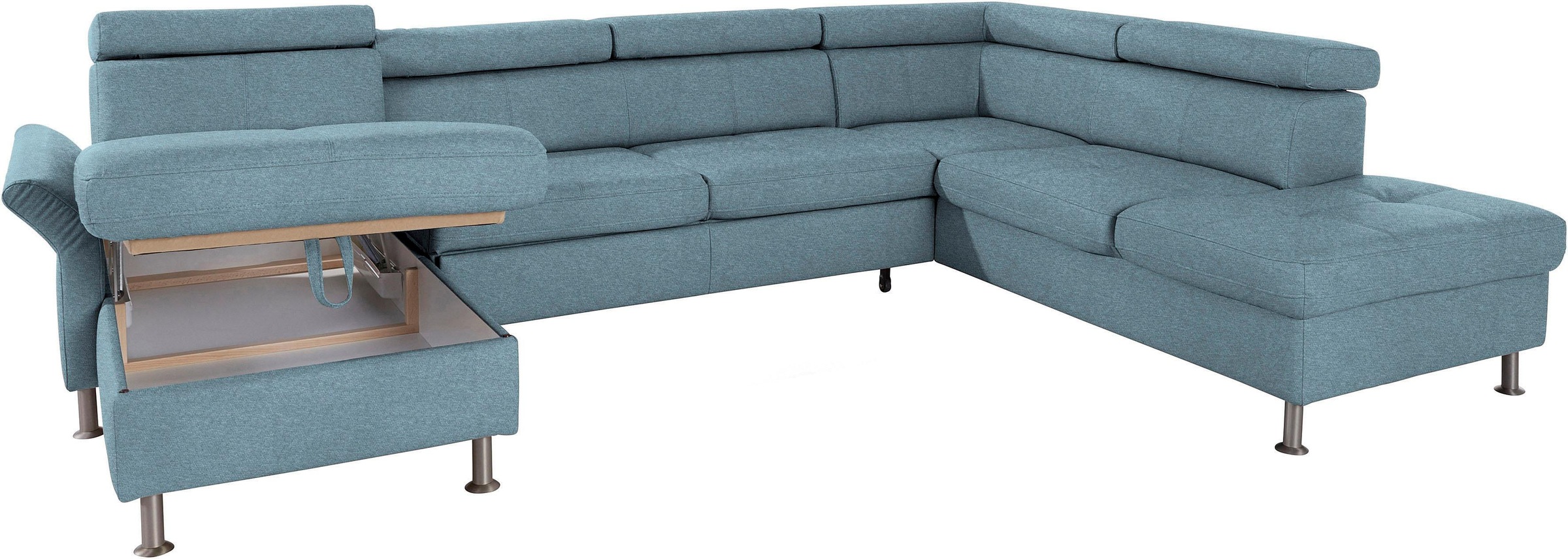 exxpo - sofa fashion Wohnlandschaft »Maretto, bequem und komfortabel, aufwendige Sitzsteppung, U-Form«, inkl. Kopfteilverstellung für mehr Sitzkomfort, wahlweise Bettfunktion