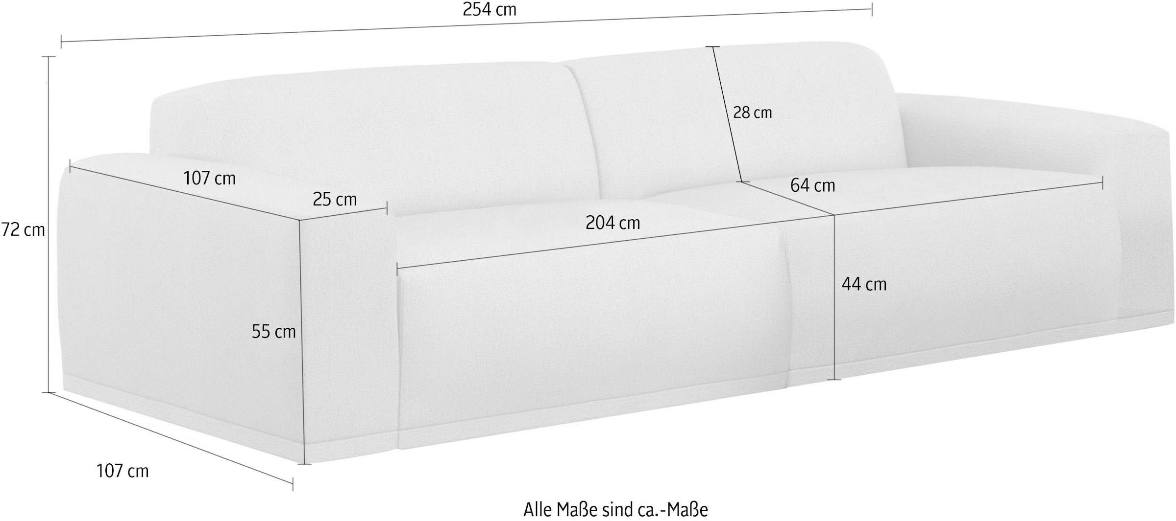TRENDMANUFAKTUR Big-Sofa »Braga Japandi-Design, mit hochwertigem Kaltschaum, Megasofa, in Cord« modernes Big-Sofa, Couch mit hohem Sitzkomfort, 254/72/107 cm (B/H/T)