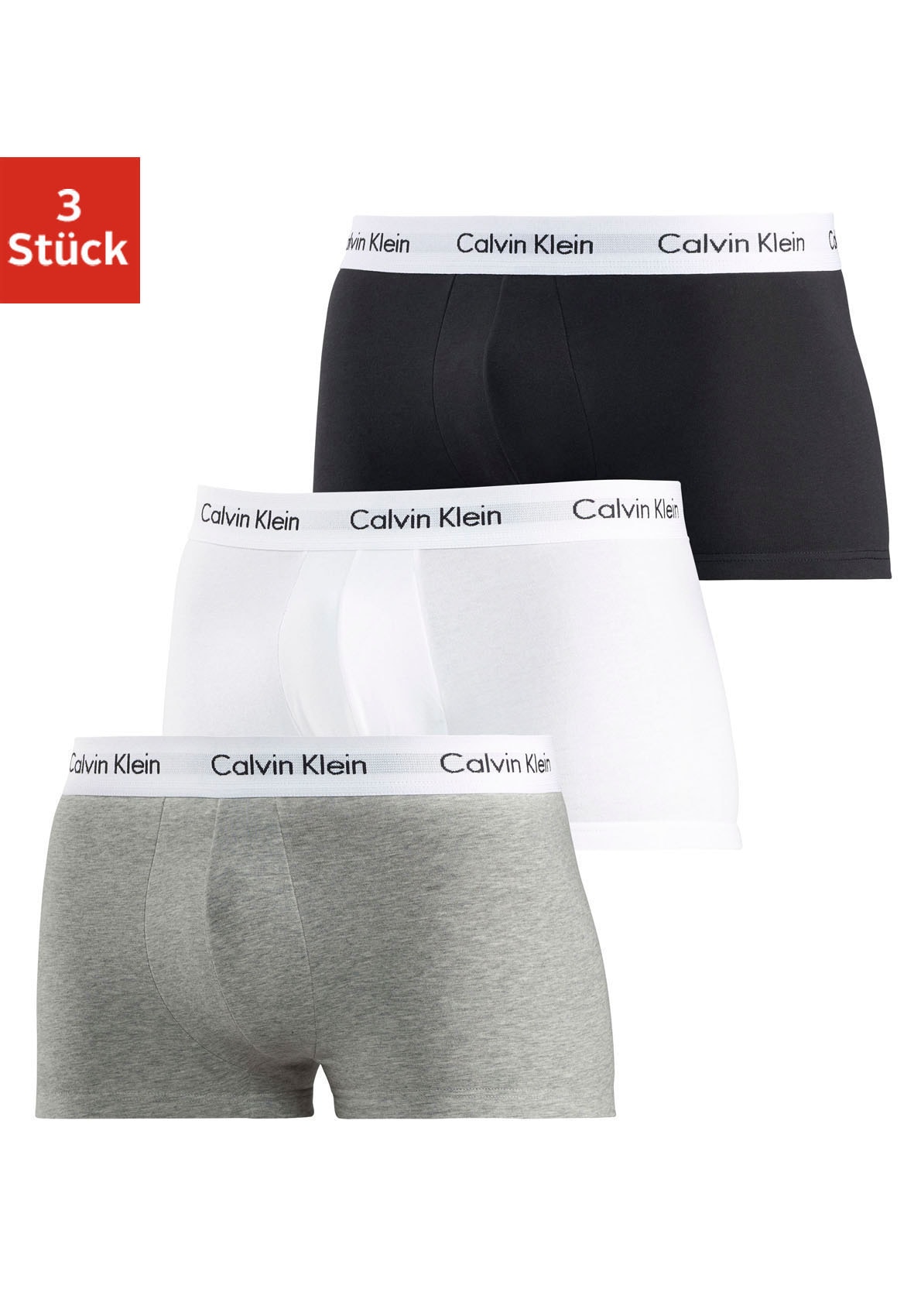 Calvin Klein Underwear Trunk »Low Rise Trunk 3 PACK« 3 Stk. mit weissem Webbund