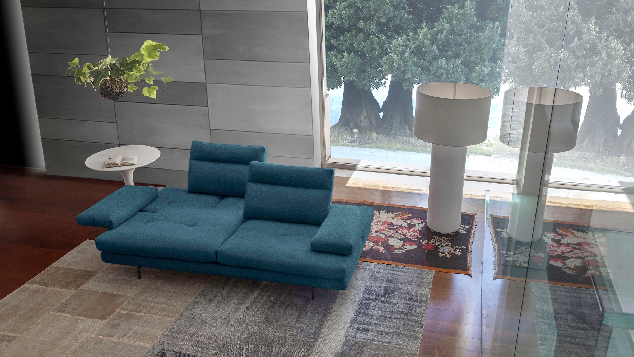 CALIA ITALIA 3,5-Sitzer »Toby Wing, italienisches Designsofa, super bequem, Megasofa«, inkl. Sitztiefenverstellung und Armteilfunktion, Füsse in Schwarz matt