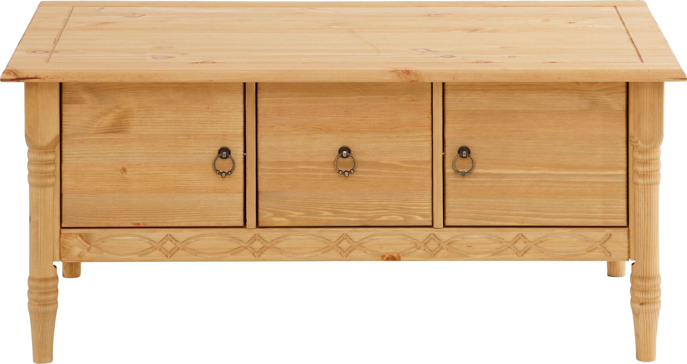 Image of GOODproduct Couchtisch "Indra" aus massiver Kiefer, FSC, mit Stauraum, dezentes Ornament