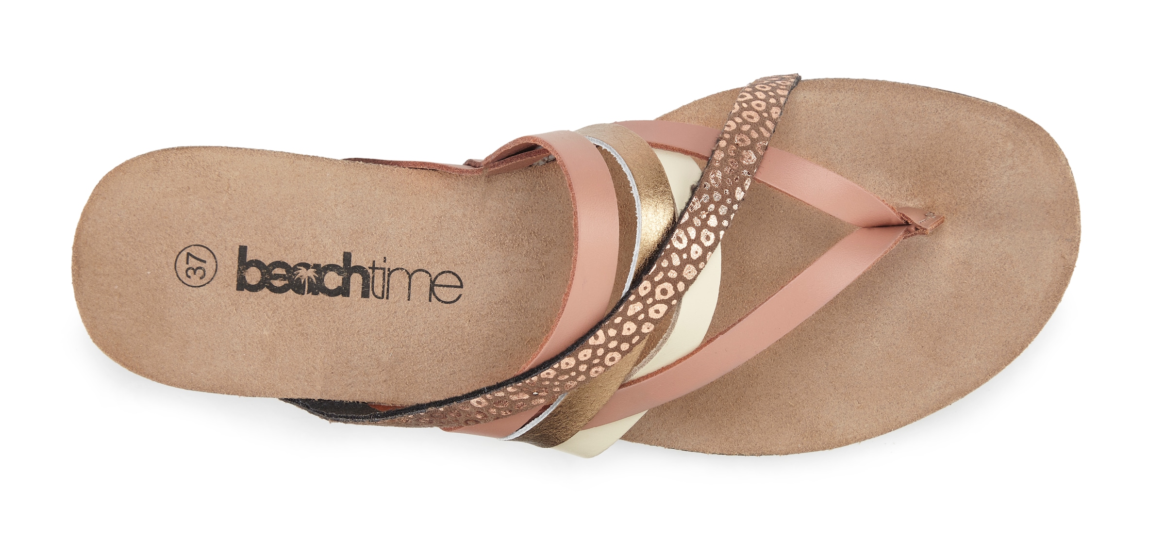 Beachtime Séparateur d'orteils »Pantolette, Mule, Sommerschuh, Sandale, offener Schuh,«  aus Leder mit raffinierten Riemchen