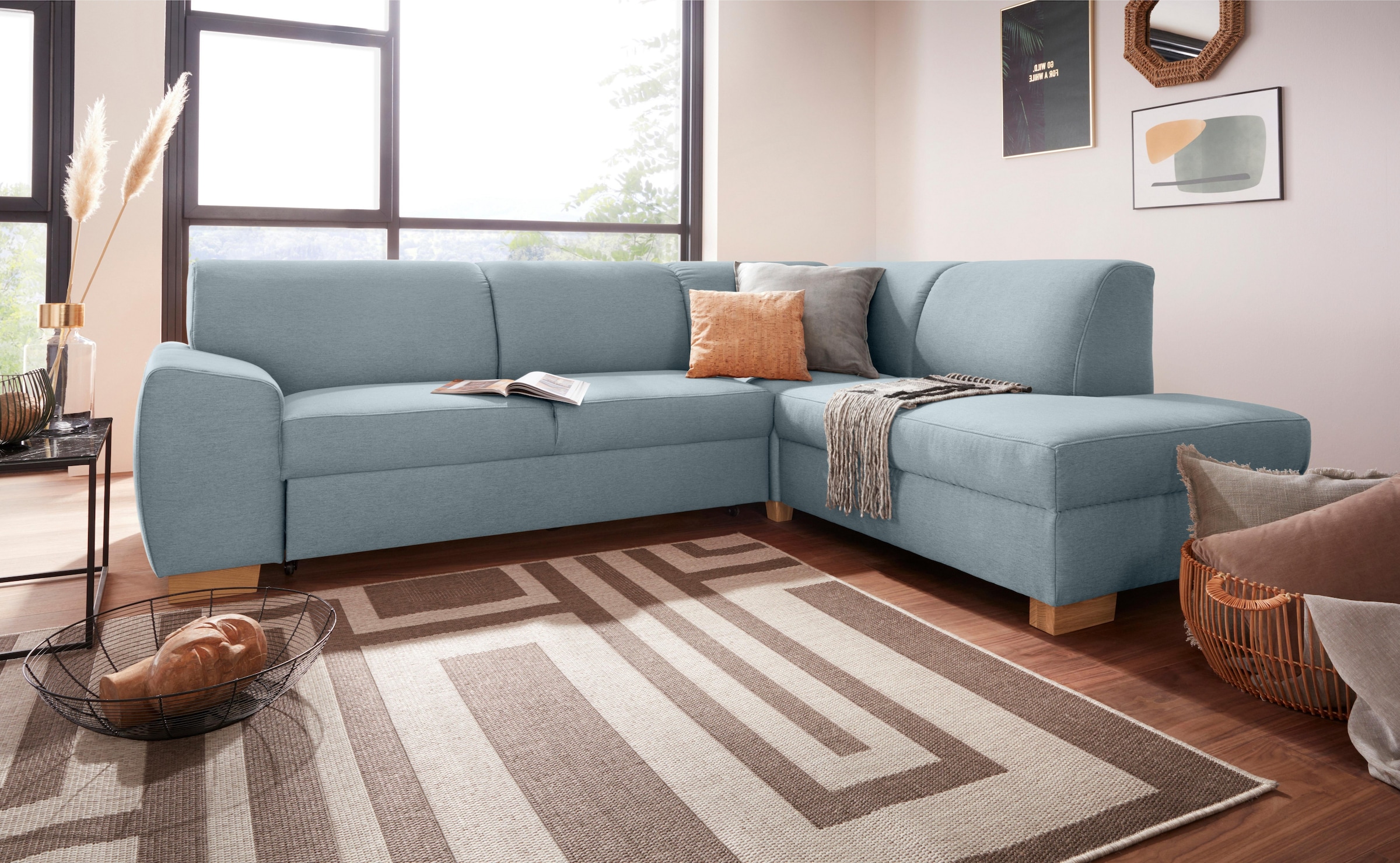 Image of DOMO collection Ecksofa "Incanto kubische Formensprache, Breite 260cm, komfortabel, L-Form" mit Bettfunktion, Feinstruktur