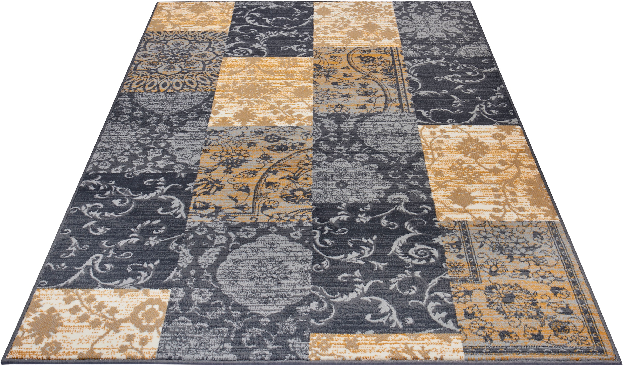 Image of HANSE Home Teppich »Bloques«, rechteckig, 9 mm Höhe, Weicher Flor, Patchwork Design, ringsum gekettelt, strapazierfähig, pflegeleicht, Wohnzimmer, Schlafzimmer, Büro, aus der EU bei Ackermann Versand Schweiz