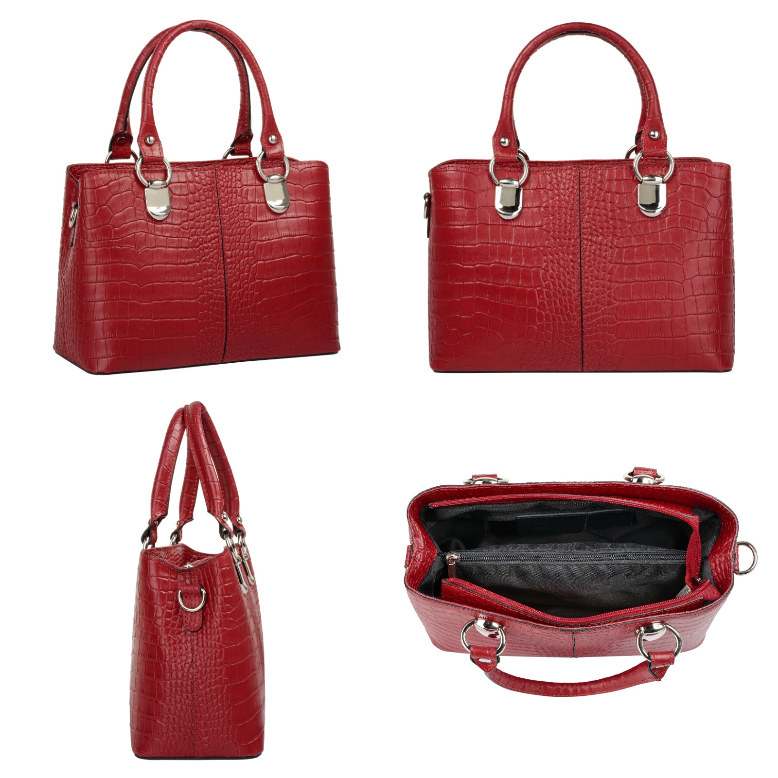 Cluty Umhängetasche, echt Leder, Made in Italy