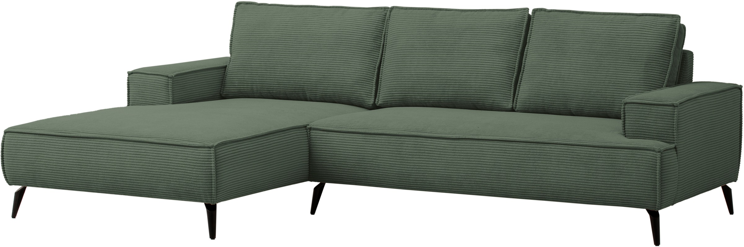 andas Ecksofa »TVINNU, L-Form, 275cm, in Cord und Flachgewebe«, wahlweise Recamiere rechts/links, schwarze Füsse, bequemer Sitzkomfort