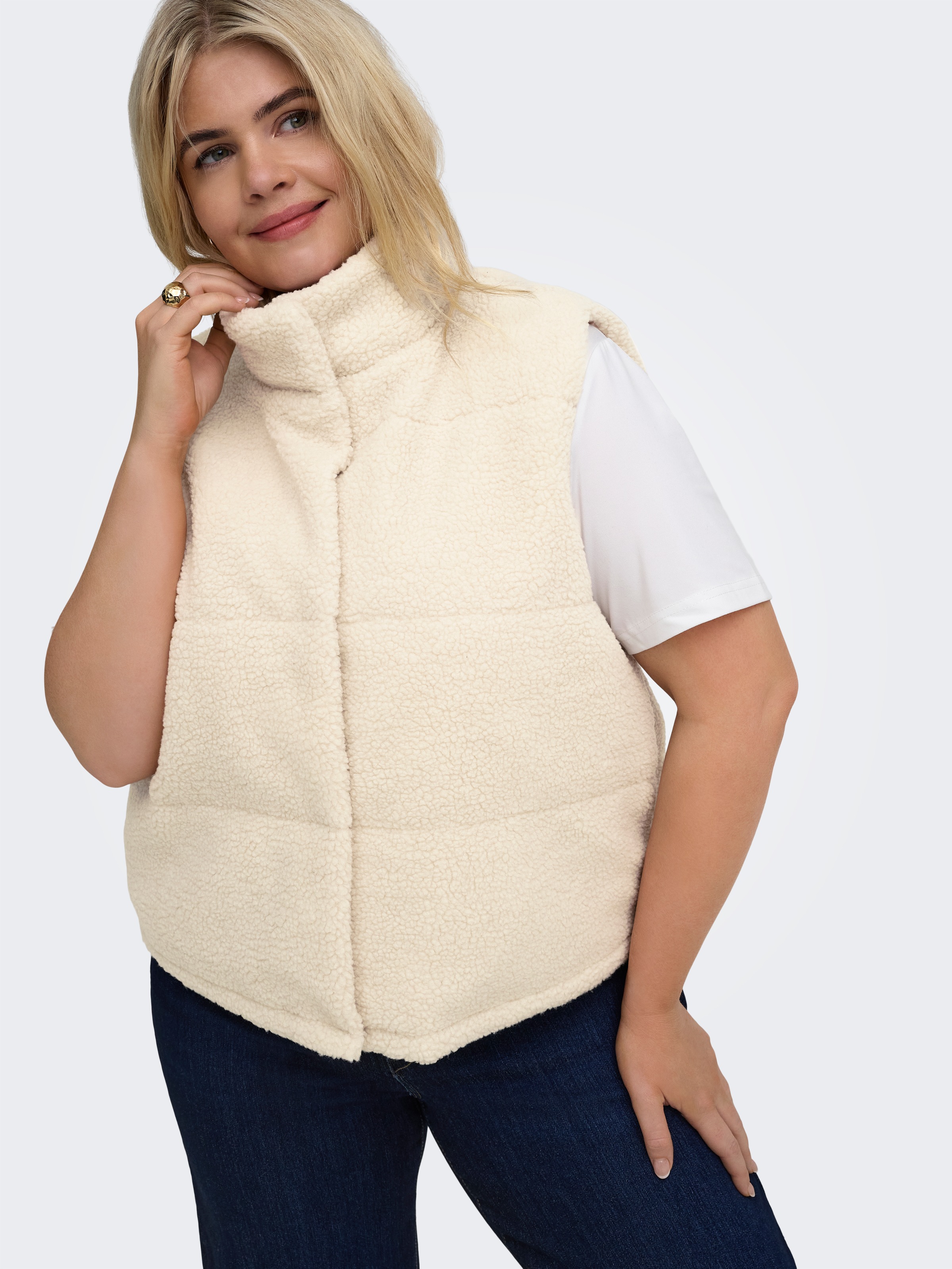 ONLY CARMAKOMA Plüschweste "CARSANDRA TEDDY WAISTCOAT OTW NOOS" Kunstfaser