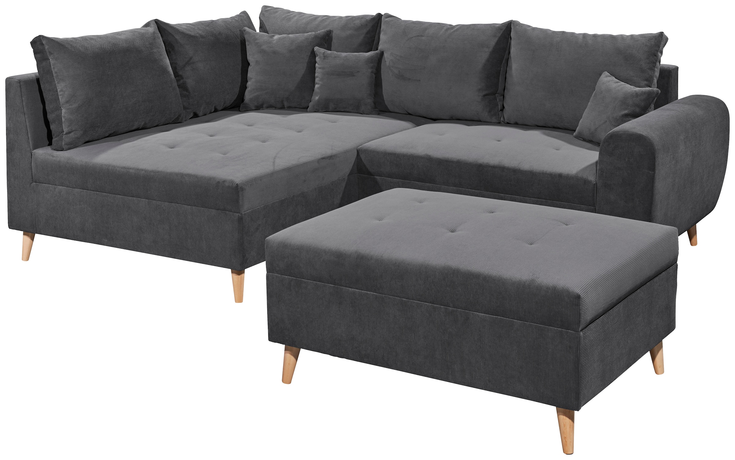 ED EXCITING DESIGN Ecksofa »Calanda L-Form« mit Hocker & 3 Zierkissen