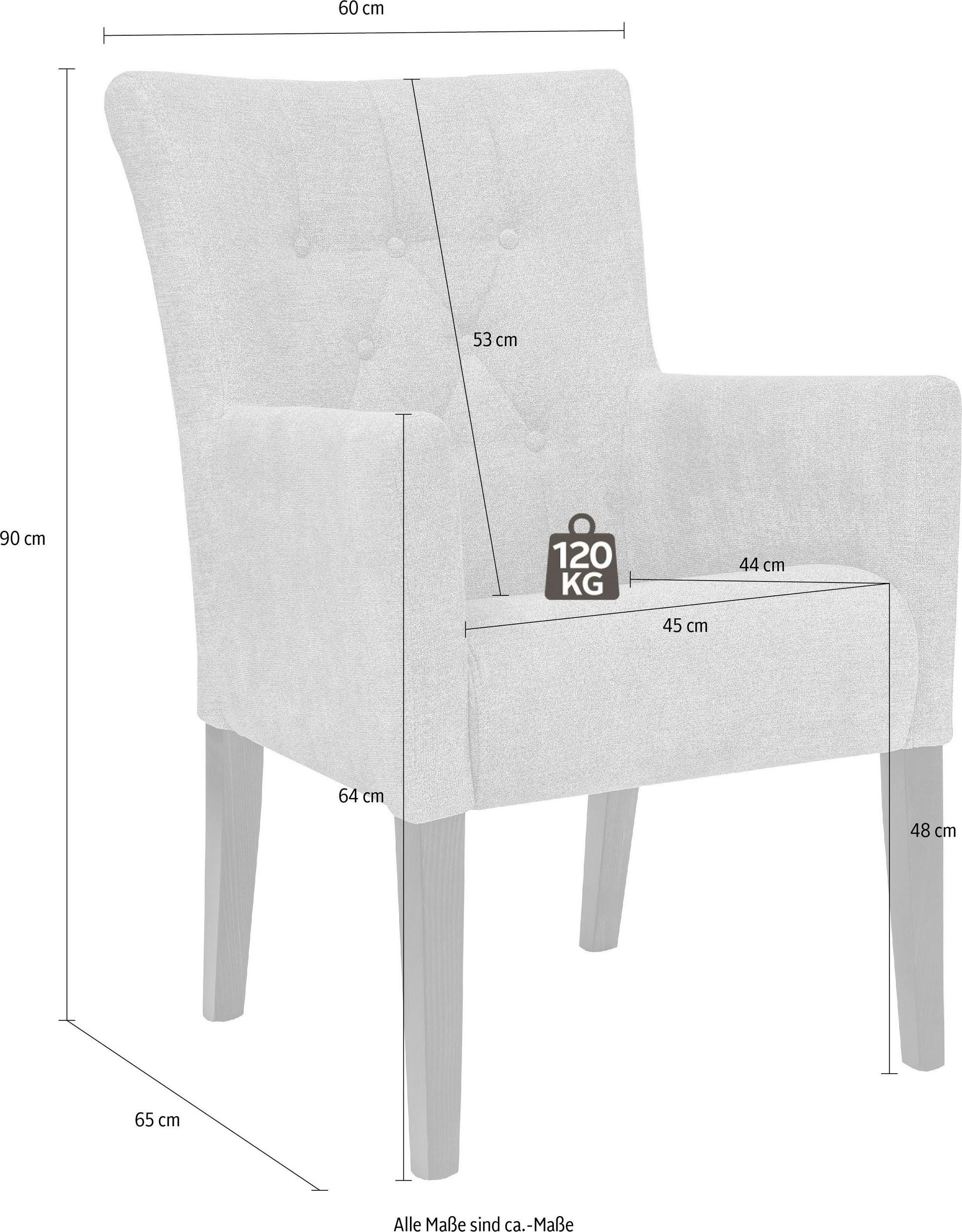 Home affaire Chaise de salle à manger »King« () 1 cuisArmlehnstuhl mit Knopfheftung, Polsterstuhl