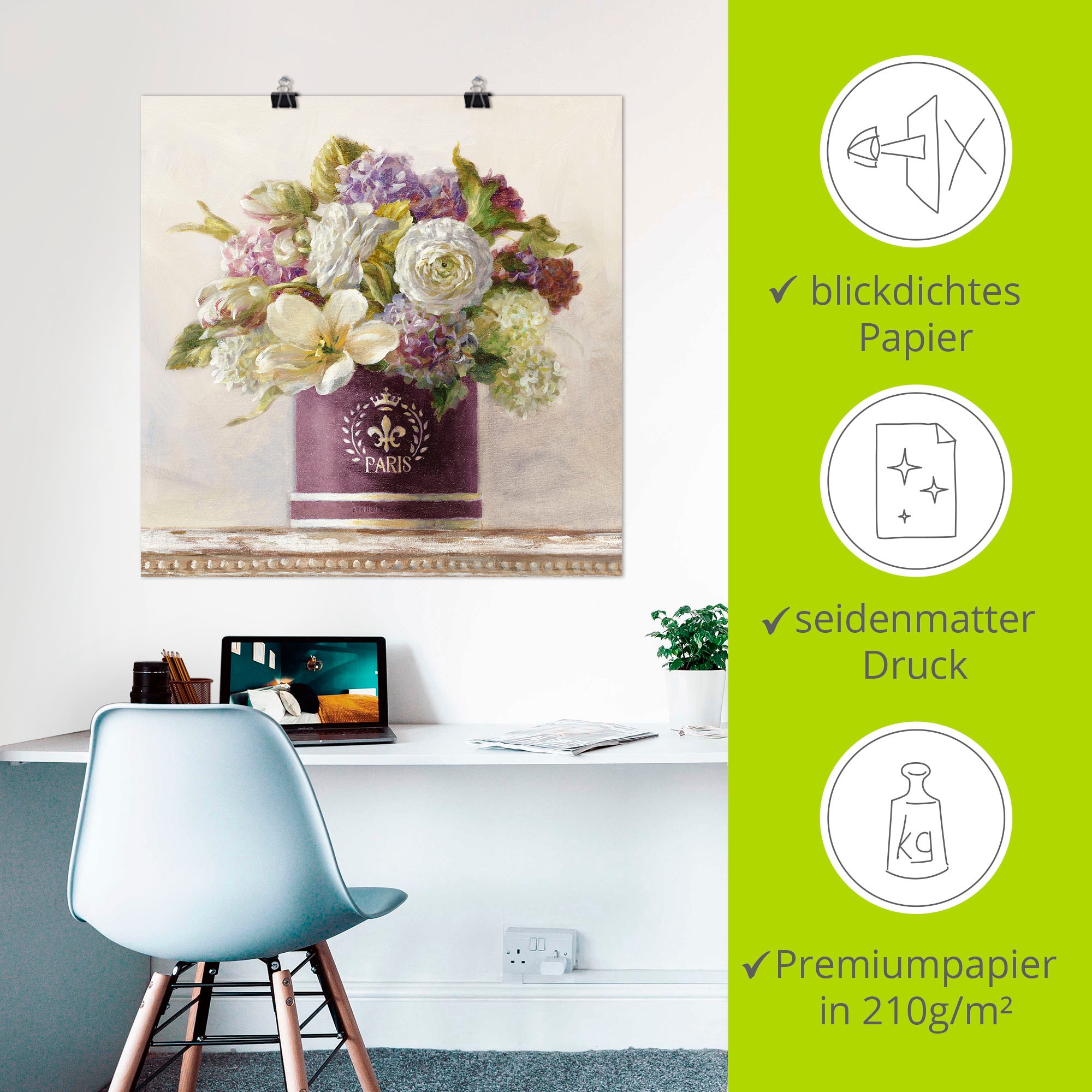 Artland Poster »Tulpen in Auberginer Hutschachtel« Fleurs 1 cuis tlg. ohne Rahmen