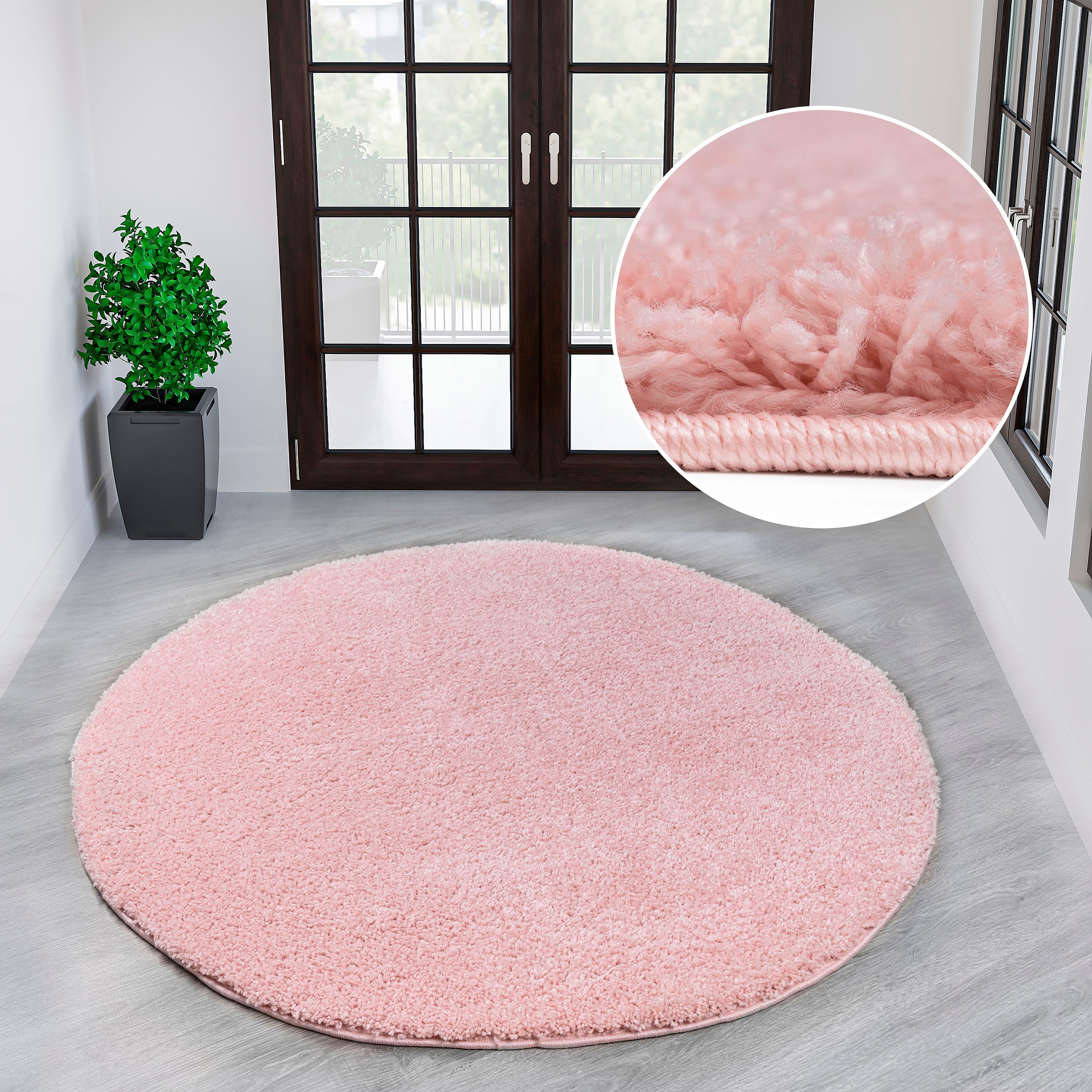 Image of GOODproduct Hochflor-Teppich "Aviv, in Standard- und Premium-Qualität, 30 mm oder 45 mm Höhe" rund 45 mm Höhe Uni Farben, einfarbig, weich, kuschelig, Läufer, Kundenliebling