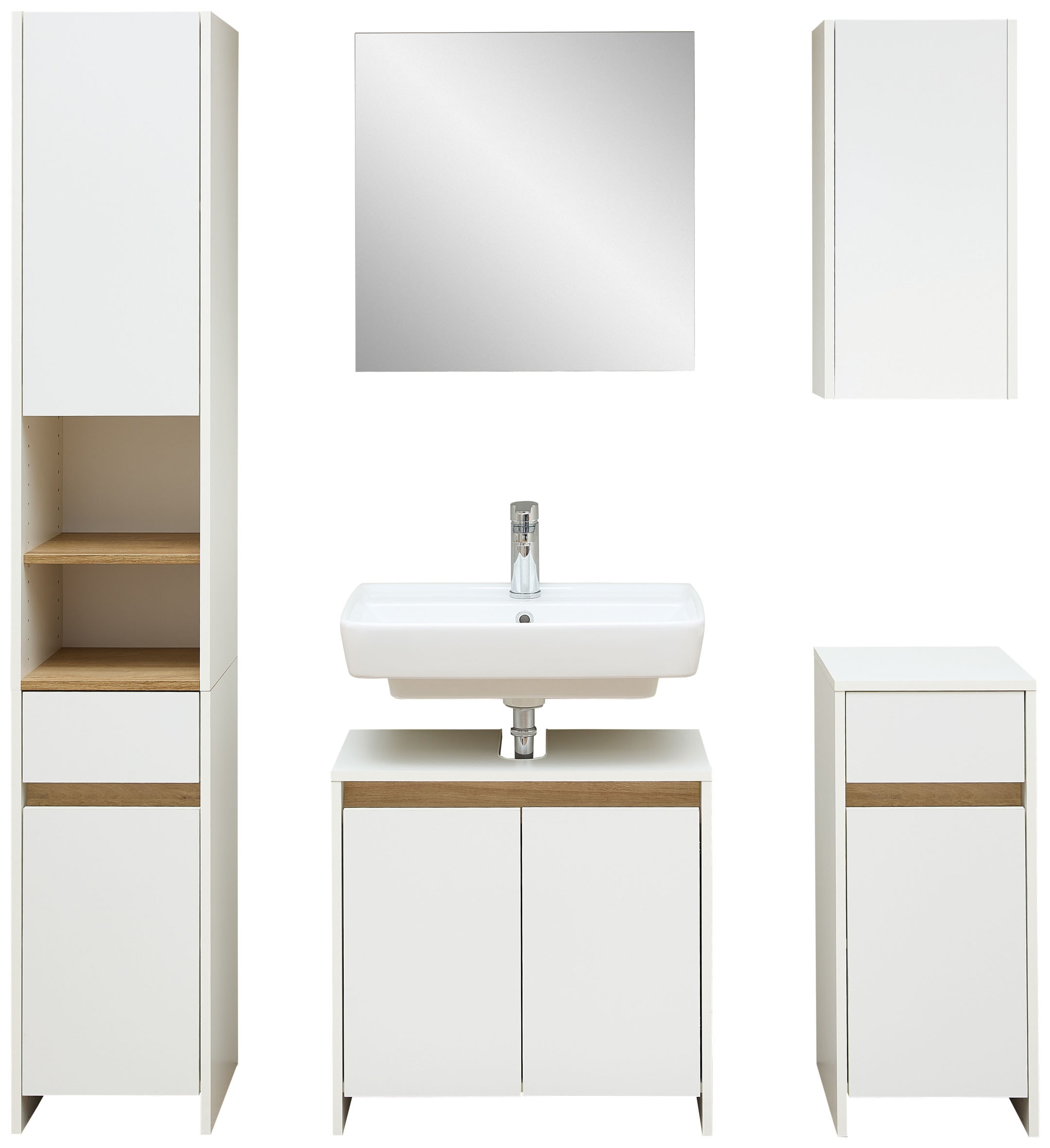Saphir Ensemble de meubles de salle de bain »Quickset 100, 5-teilig, mit Holzeinlegeböden, 94cm breit« 5 cuis tlg.