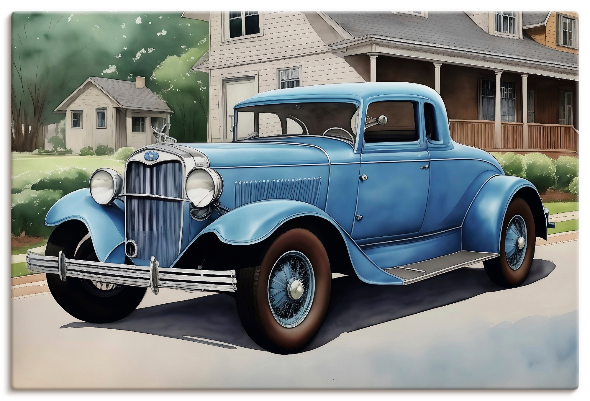 Image of Artland Wandbild "Blauer Oldtimer der 1930er Jahre" Auto 1 Stk. tlg. als Alubild, Leinwandbild, Poster, Wandaufkleber in verschied. Grössen