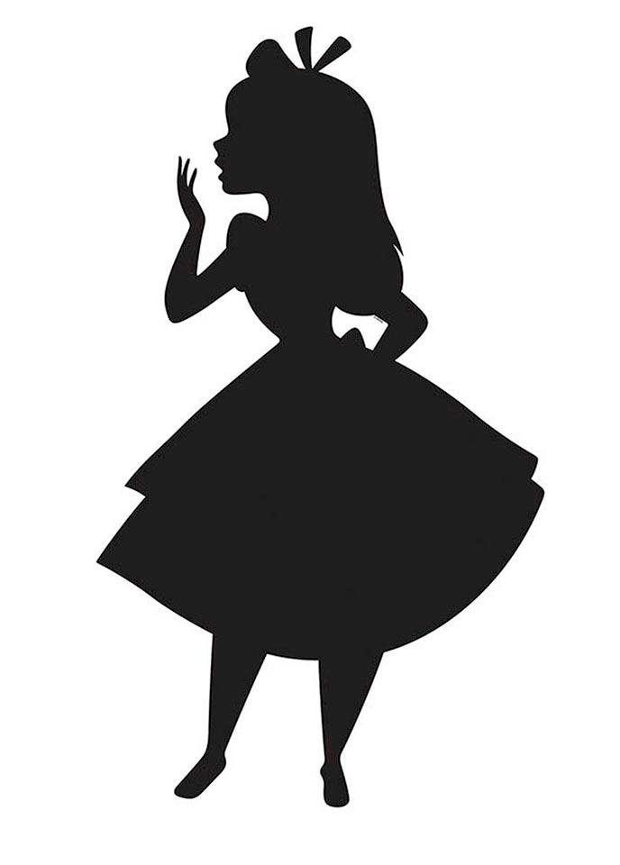 Image of Komar Bild "Alice Silhouette" Disney 1 Stk. tlg. Wandbild zur Dekoration im Kinderzimmer - ohne Rahmen