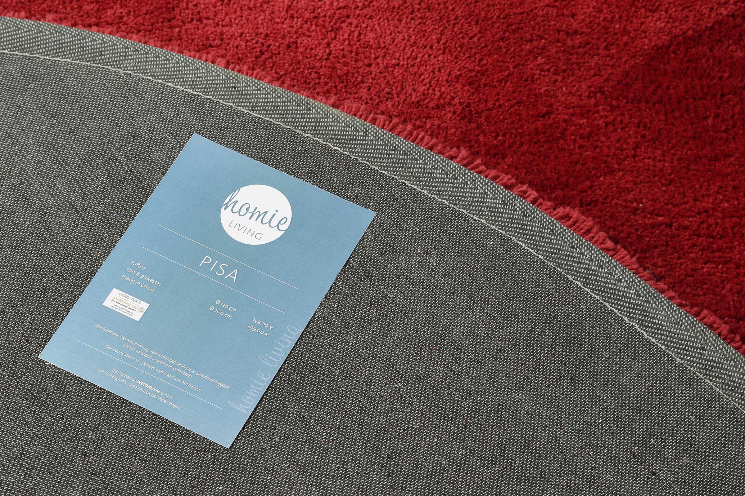 Homie Living Tapis »Pisa« Rond 25 mm Höhe Hochflor, Microfaser, uni, weich, Shaggy, Wohnzimmer, Schlafzimmer