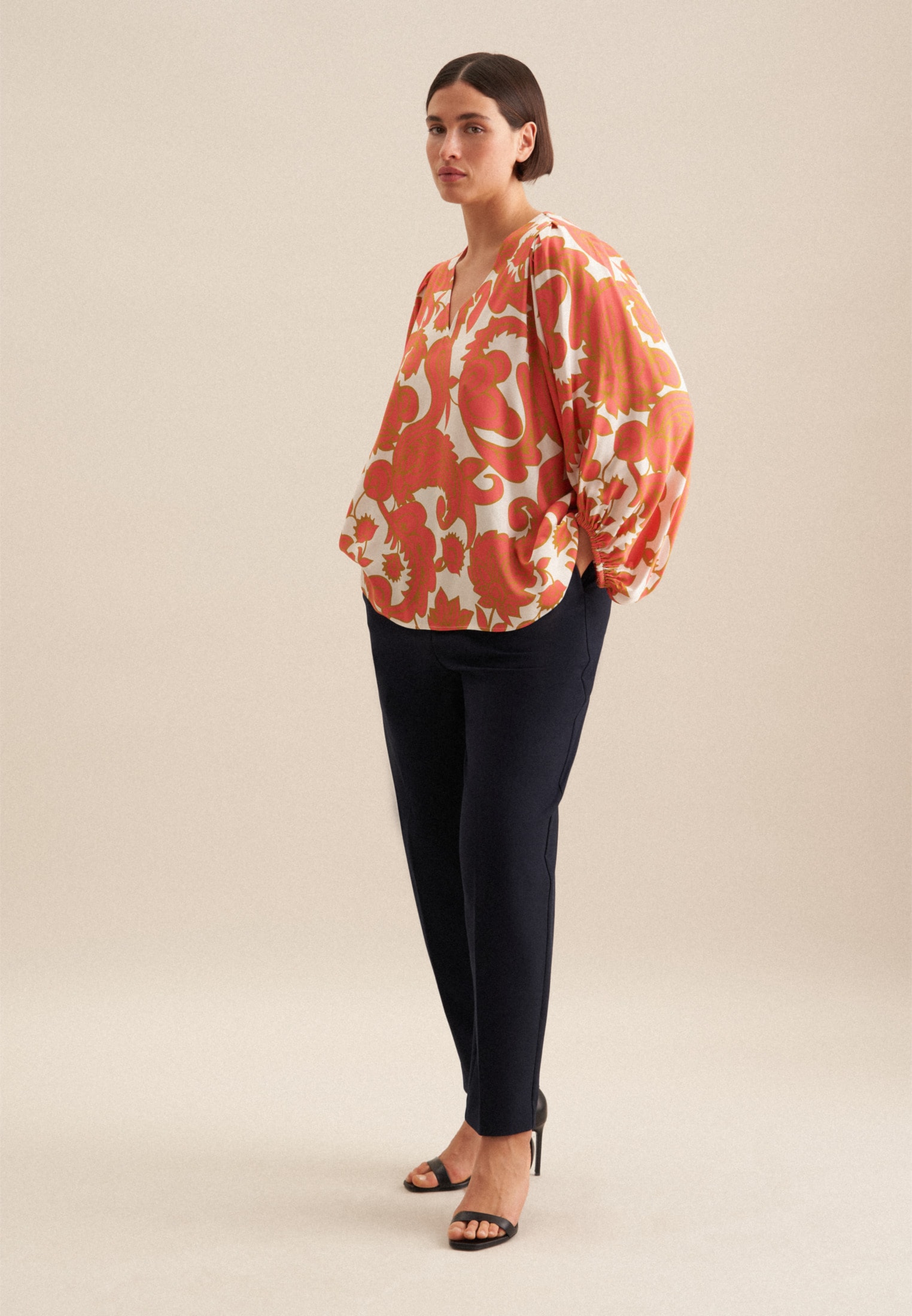 seidensticker Shirtbluse »Schwarze Rose« 3/4-Arm V-Neck Paisley