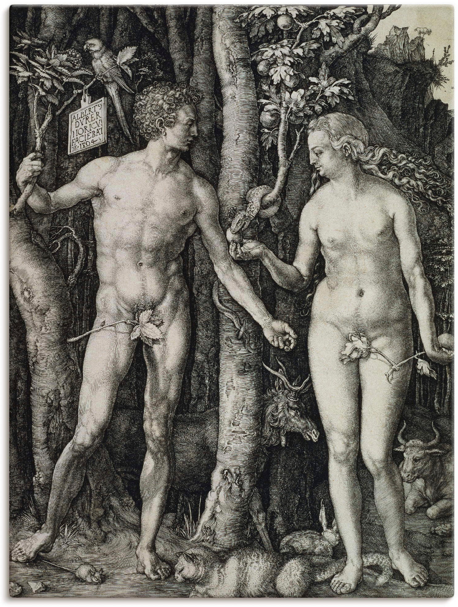 Image of Artland Leinwandbild "Adam und Eva. 1504" Religion 1 Stk. tlg. auf Holzrahmen gespannt