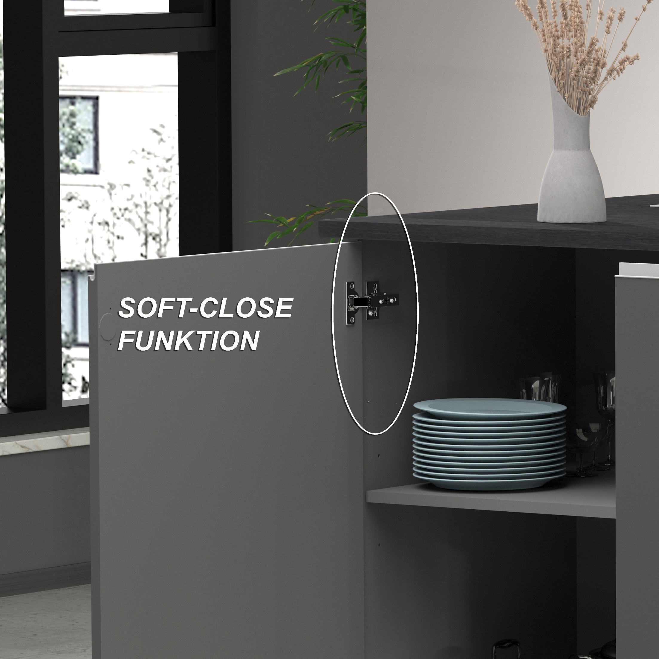 KOCHSTATION Ilot de cuisine »Sole,Kochinsel,Küchenarbeitsblock,Inselküche,Arbeitsinsel« Breite 200 cm mit 4 Türen,4 Schubkästen, Aluminiumgriff