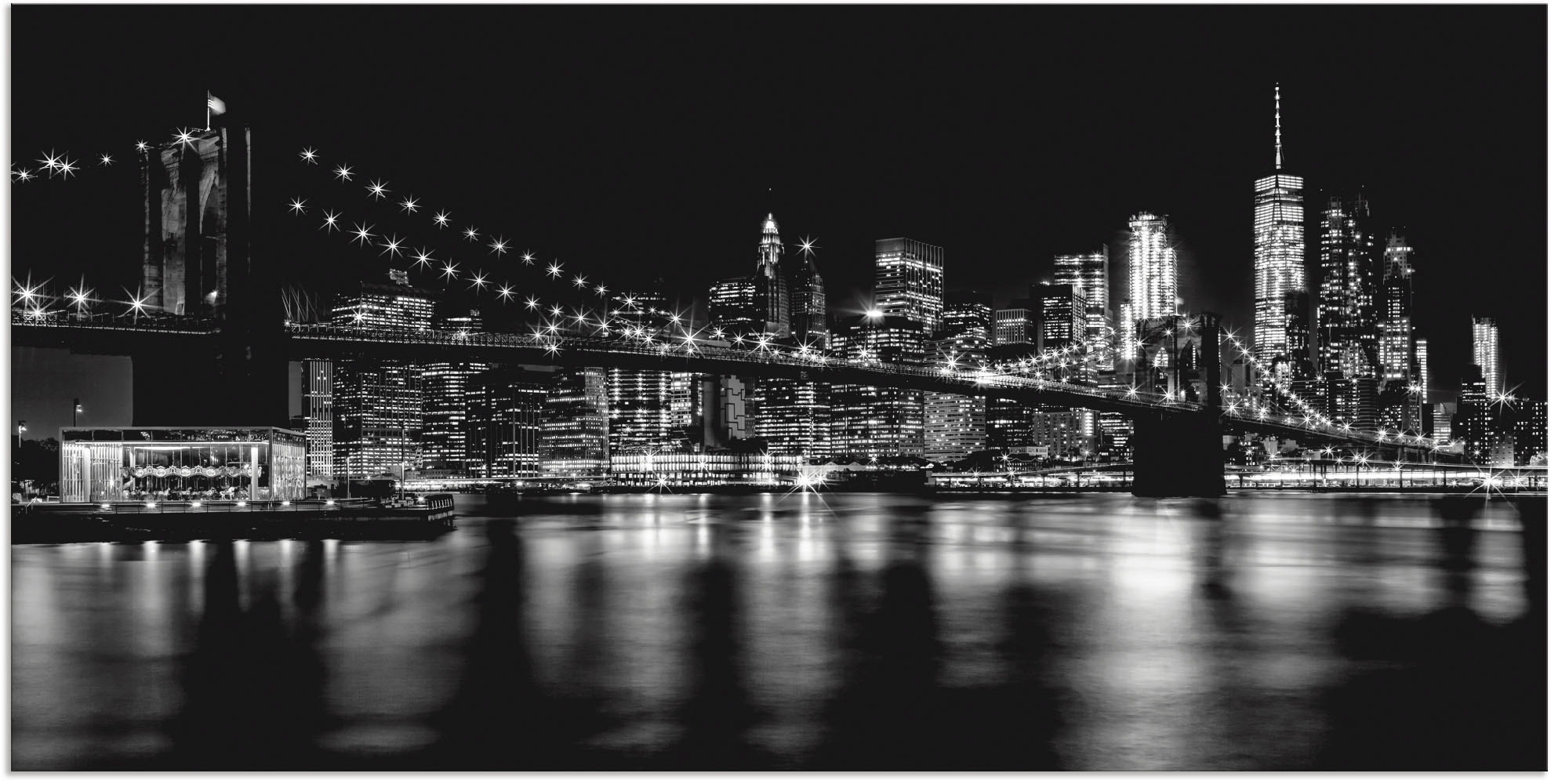 Image of Artland Alu-Dibond-Druck "Manhattan Skyline & Brroklyn Bridge" Amerika 1 Stk. tlg. für Innen- und Aussenbereich geeignet, Outdoorbild