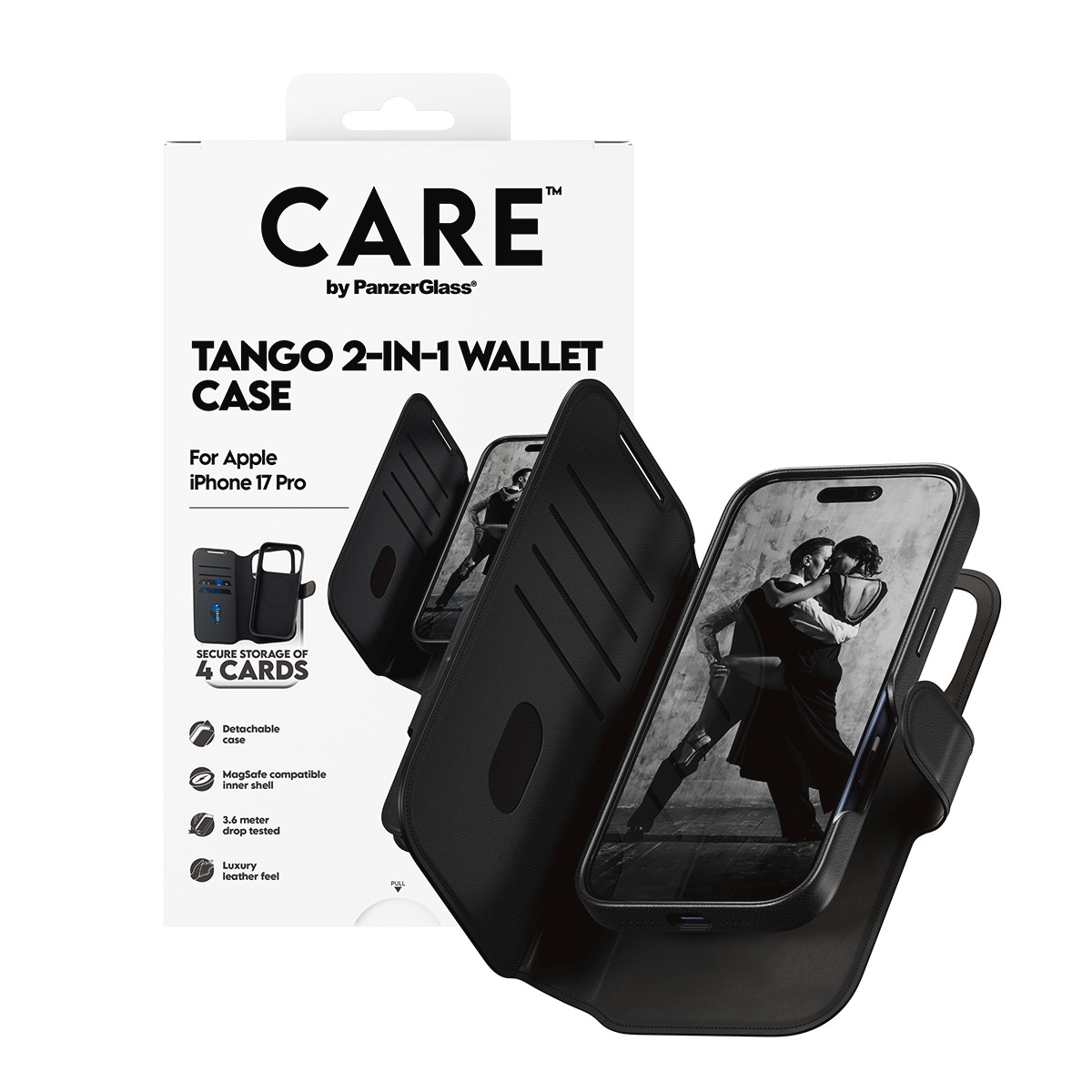 CARE by PanzerGlass Housse pour téléphone portable »Tango 2-in-1 Wallet Case für Apple iPhone 17 Pro« Backcover, Schutzhülle, Handyschutzhülle, Case, Schutzcase, stossfest