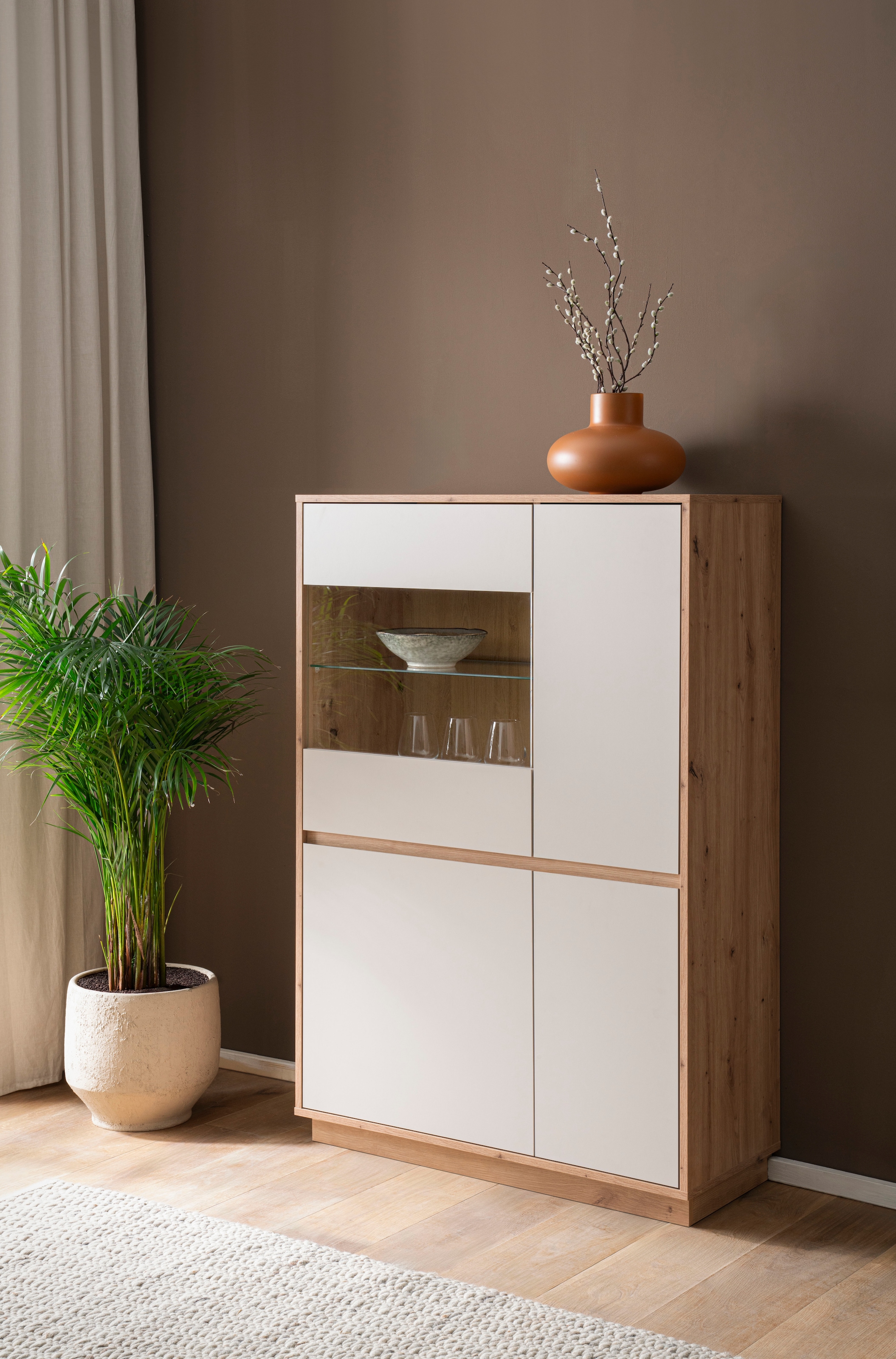 Home affaire Vitrine »Sonora, moderne Glasvitrine, Stauraumelement, Schrank« filigrane Rahmenoptik, ausreichend Stauraum, vielseitig einsetzbar