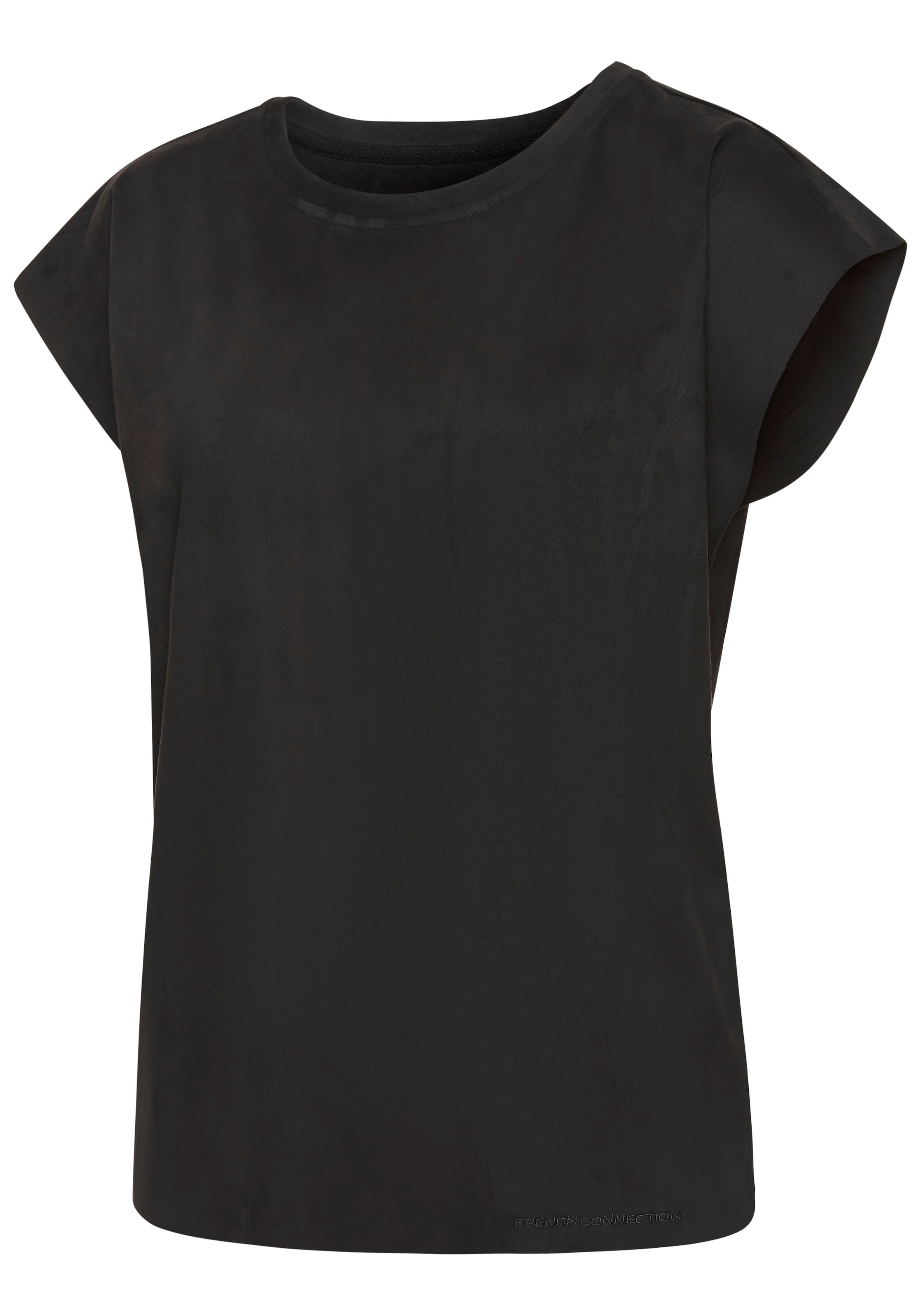 French Connection T-shirt aus Veloursleder-Imitat mit kleiner Stickerei, Loungewear