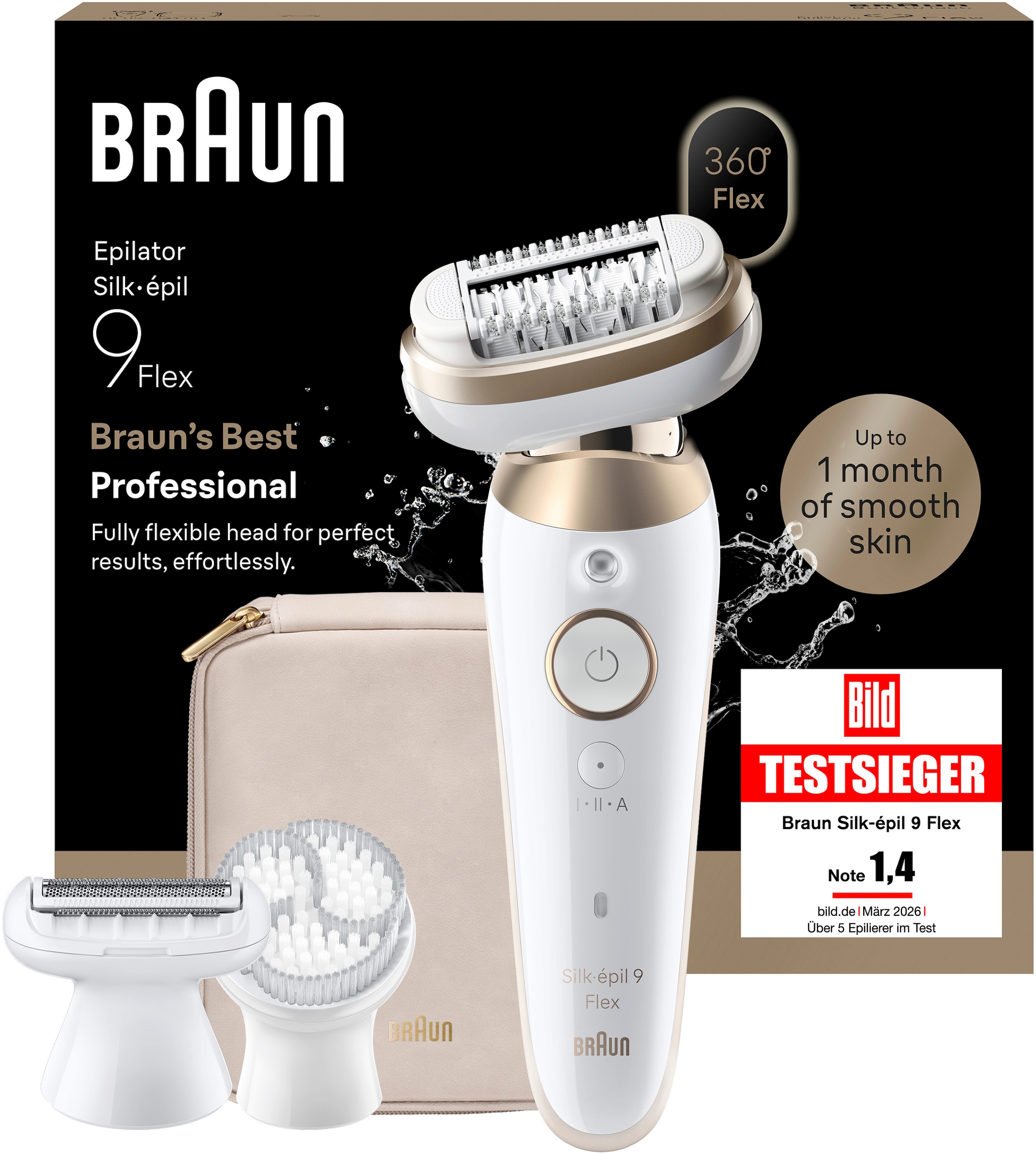 Image of Braun Epilierer "Silk-épil 9 SES9-060 3D" 360 Flex, Wet & Dry, SmartLight, Rasieraufsatz, Trimmeraufsatz