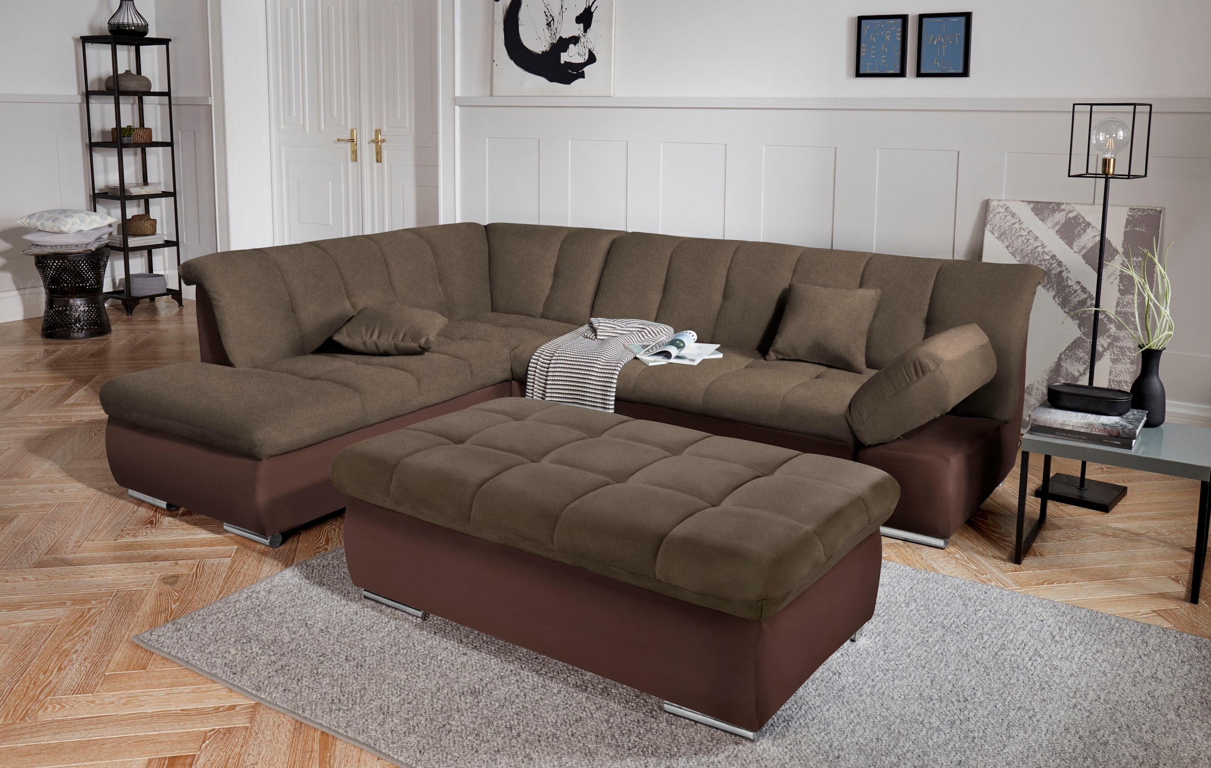 DOMO collection Ecksofa »Mona L-Form«, wahlweise mit Bett- und Armlehnfunktion