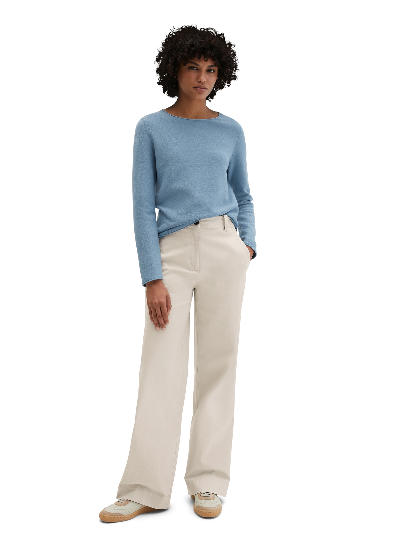 Marc O'Polo Strickpullover slim fit aus softem Organic Cotton, mit Rollkanten