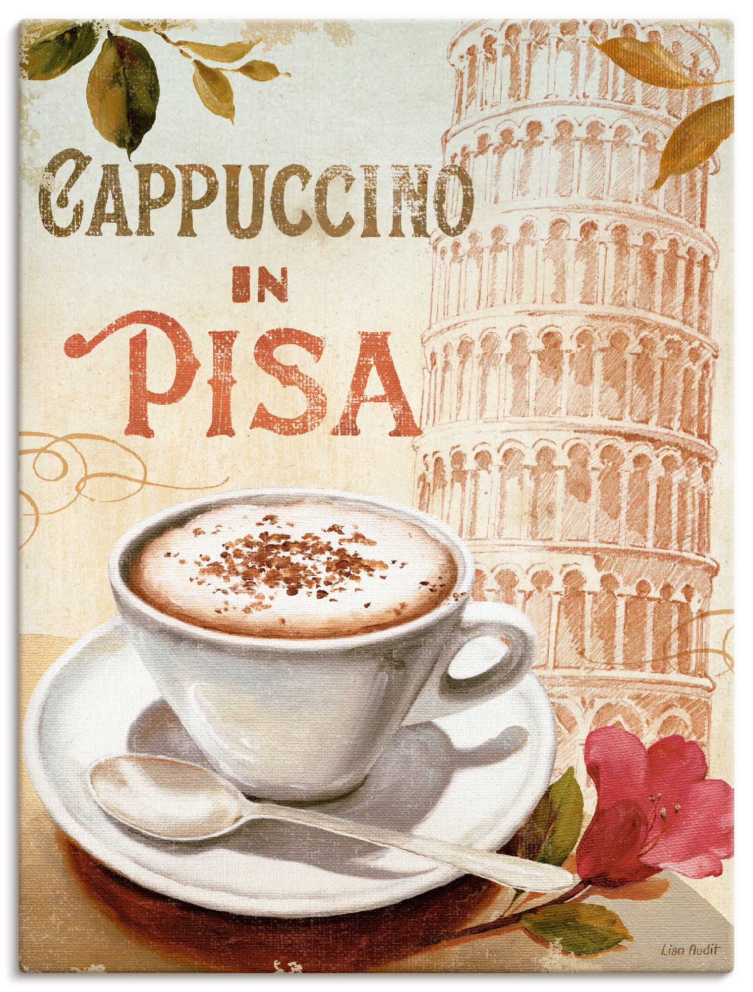 Image of Artland Leinwandbild "Kaffee in Europa IV" Getränke 1 Stk. tlg. auf Holzrahmen gespannt