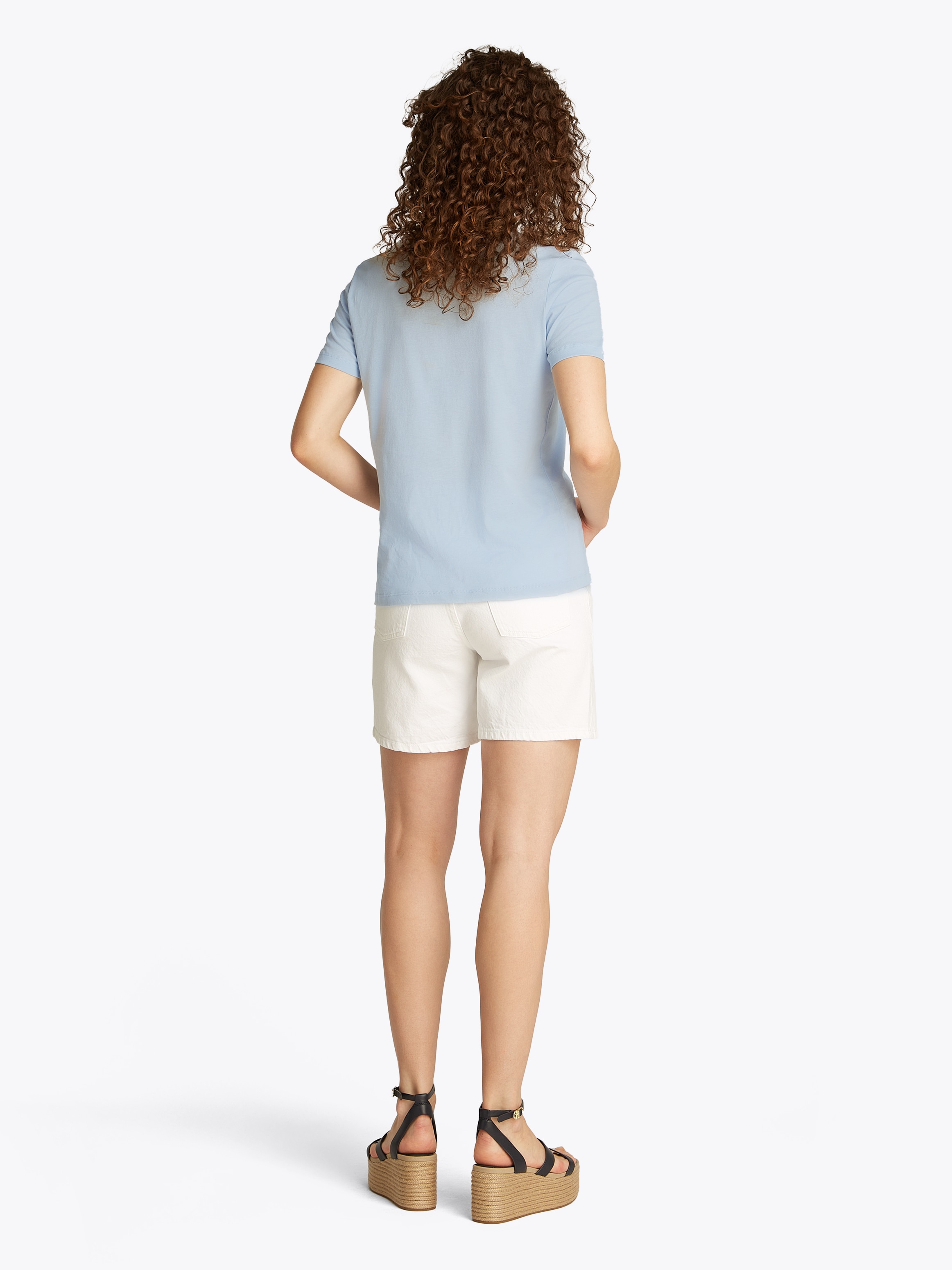 Tommy Hilfiger T-Shirt »REG CORP LOGO C-NK mit Logoschriftzug und Stickerei«, meliert, casual, regular fit, Baumwolle, Rundhals