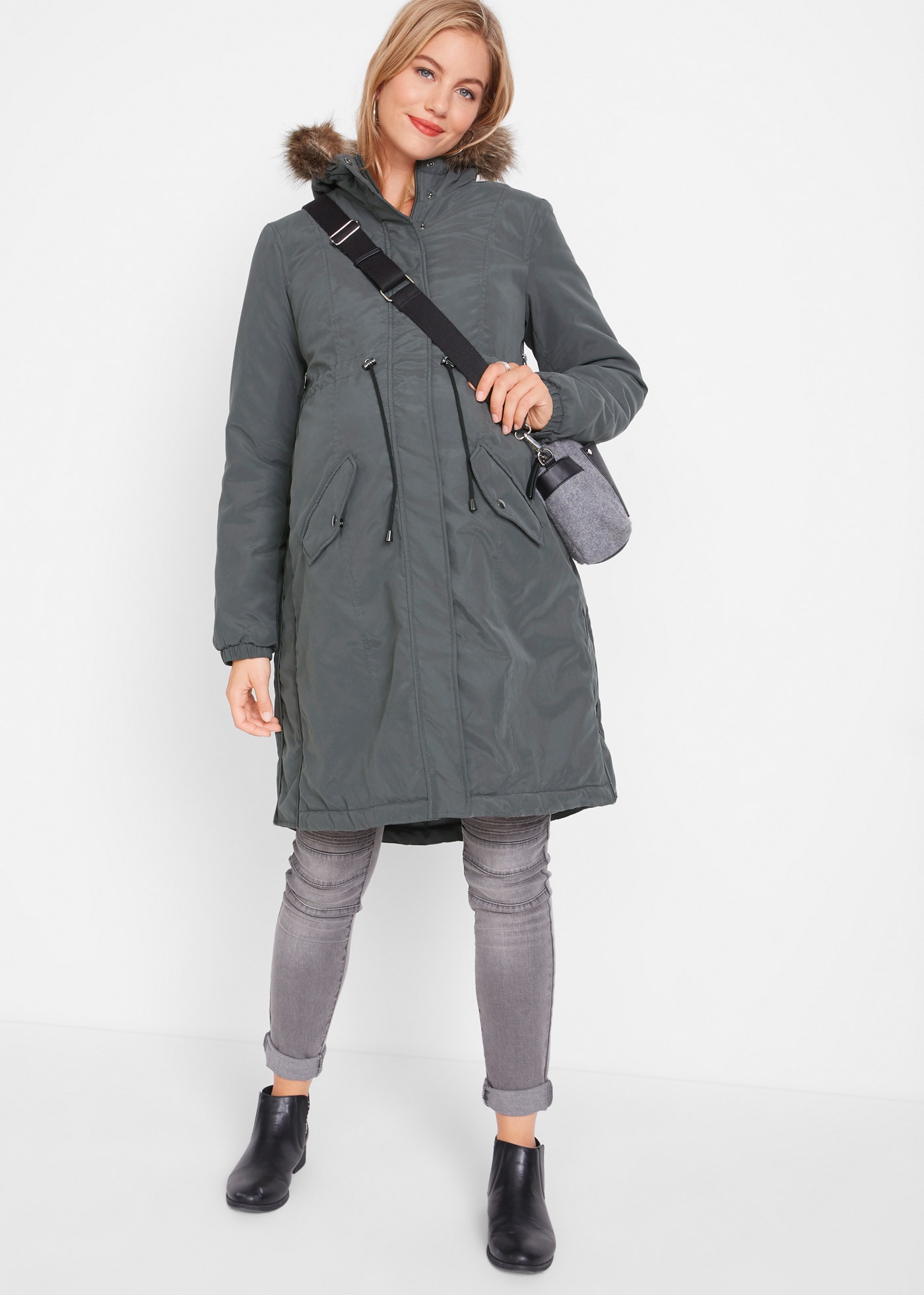 bonprix Veste de maternité mit Kapuze mit seitlichen Reissverschlüssen zur Weitenregulierung, mit 2-Wege-Zip