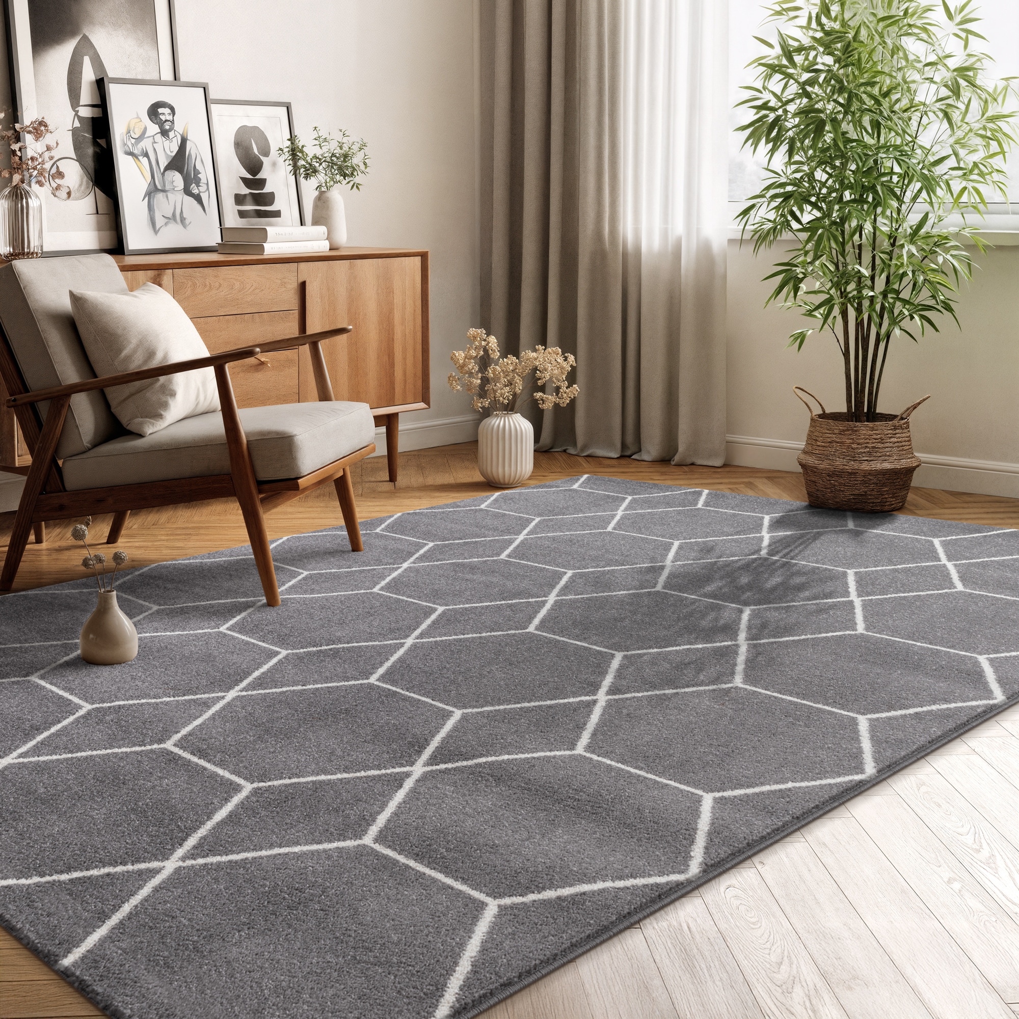 Sanat Tapis »Trellis , auch als Läufer und Rund« Rectangulaire 10 mm Höhe poils courts, scandinave, boho, grand choix de couleurs, toutes les pièces