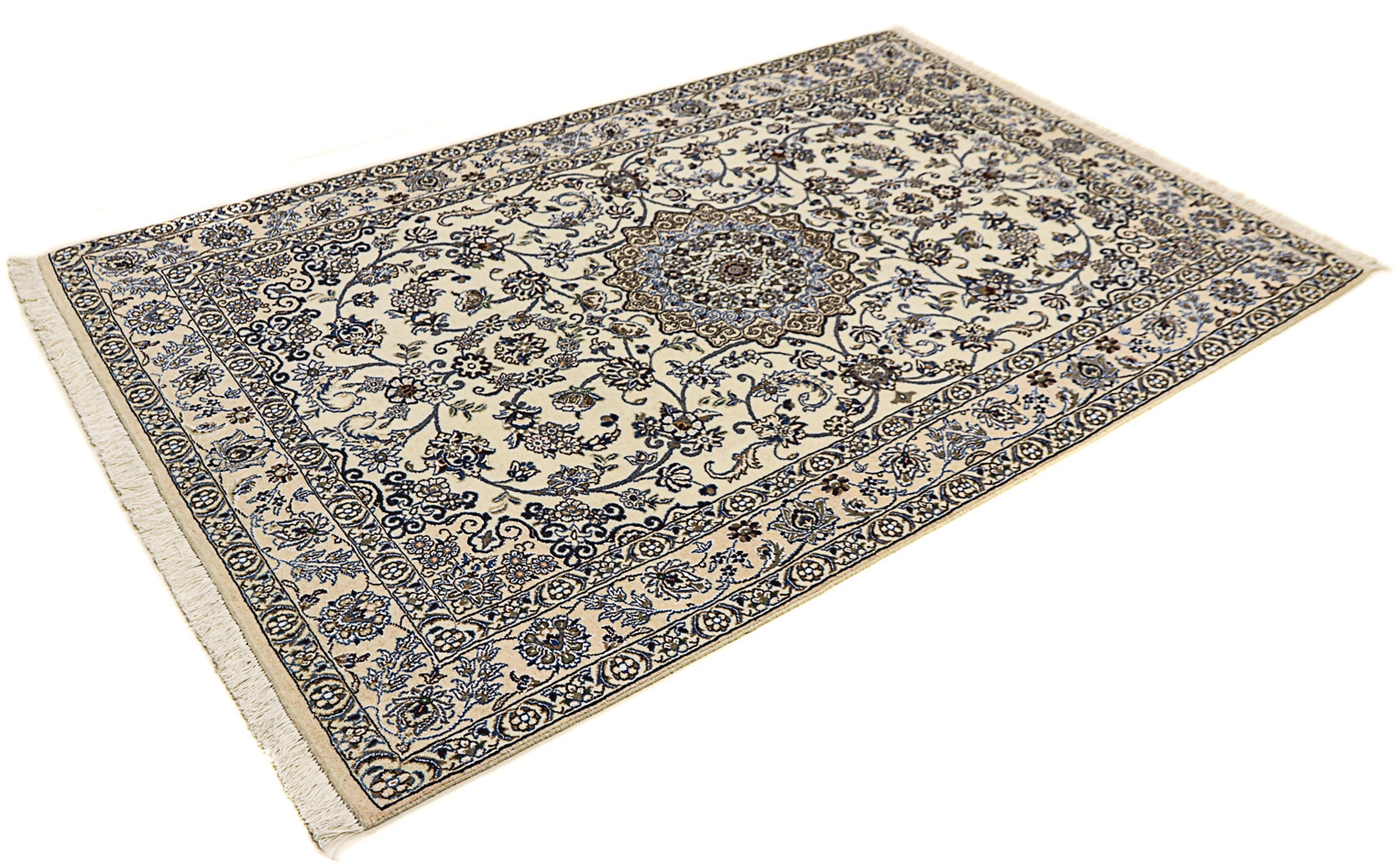 Image of morgenland Orientteppich »Perser - Nain - Royal - 206 x 130 cm - beige«, rechteckig, 10 mm Höhe, Wohnzimmer, Handgeknüpft, Einzelstück mit Zertifikat bei Ackermann Versand Schweiz