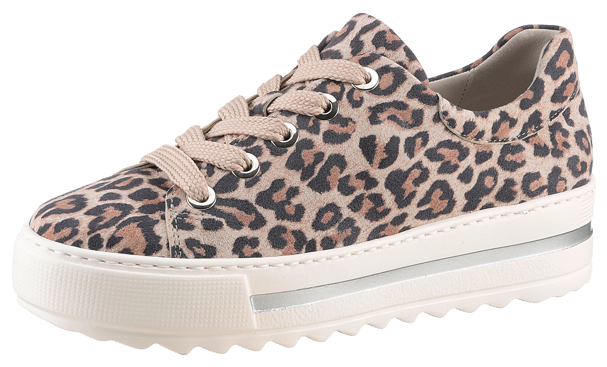 Image of Gabor Plateausneaker "FLORENZ", Freizeitschuh, Halbschuh, Schnürer, modischer Leo-Look, Weite G