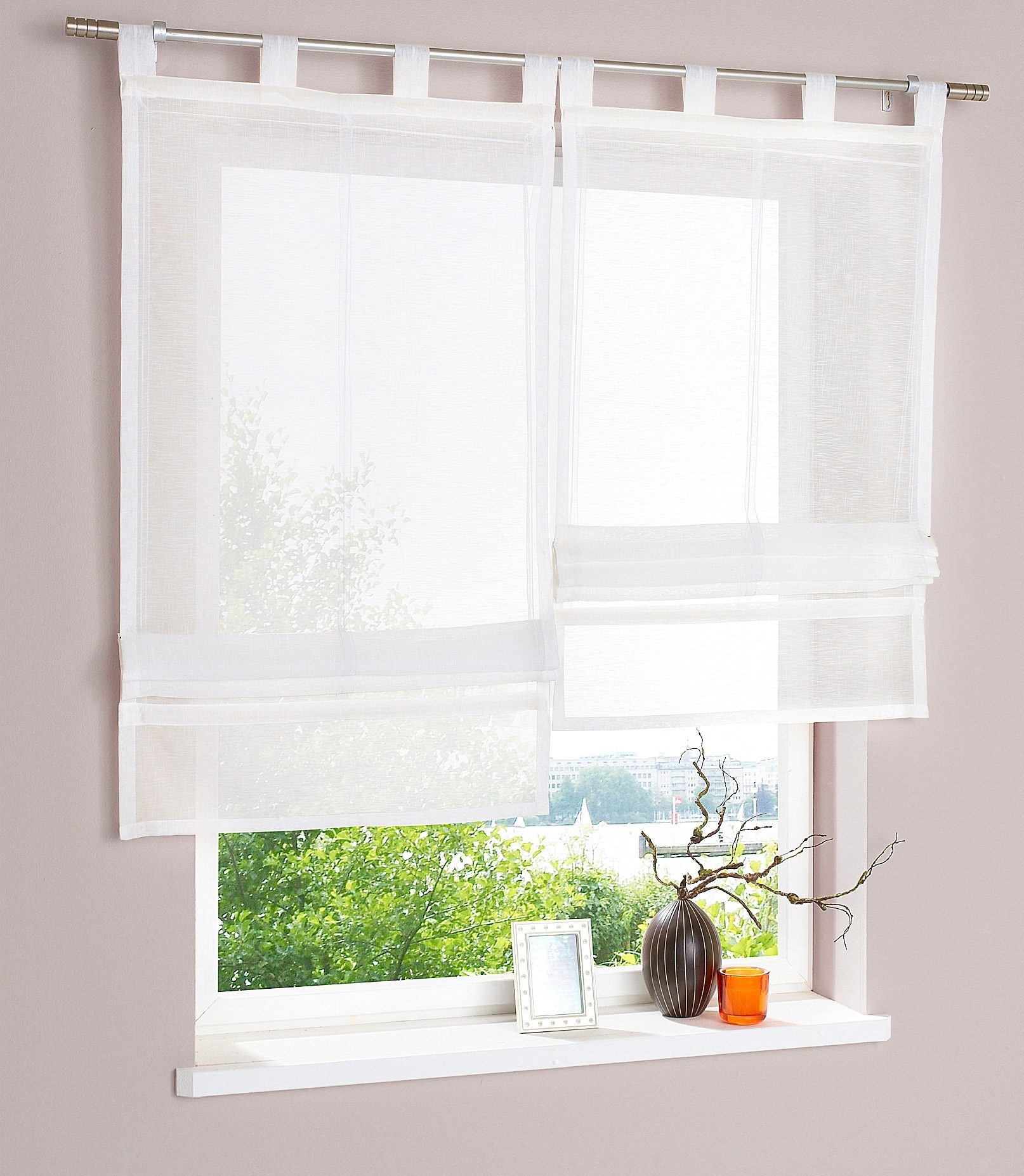 Image of GOODproduct Raffrollo "Regina" mit Schlaufen Transparent, Voile, Polyester, einfarbig, uni