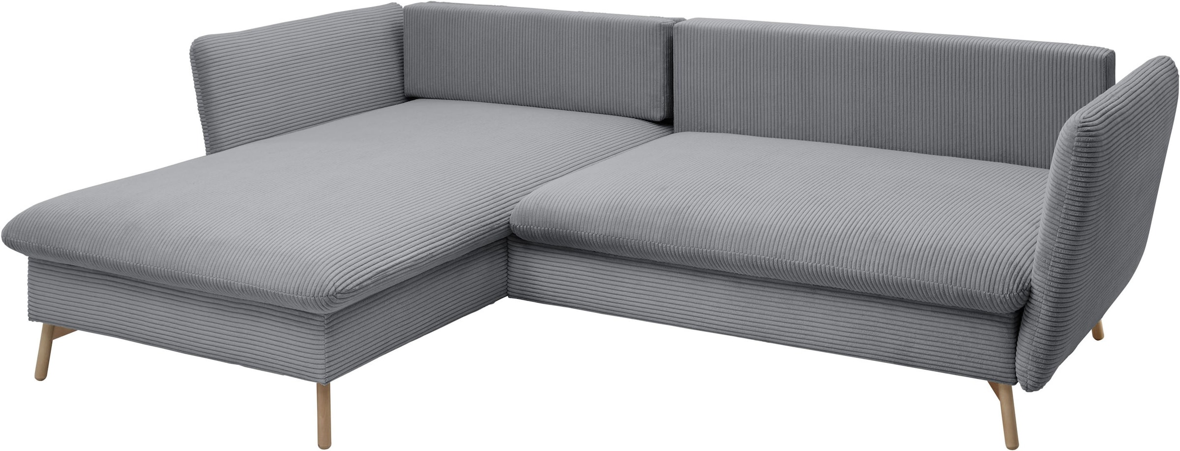 andas Ecksofa »MERLE, 258 cm, L-Form, traumhafter Cord,« mit Bettfunktion und Bettkasten, Liegefläche 224 x 139