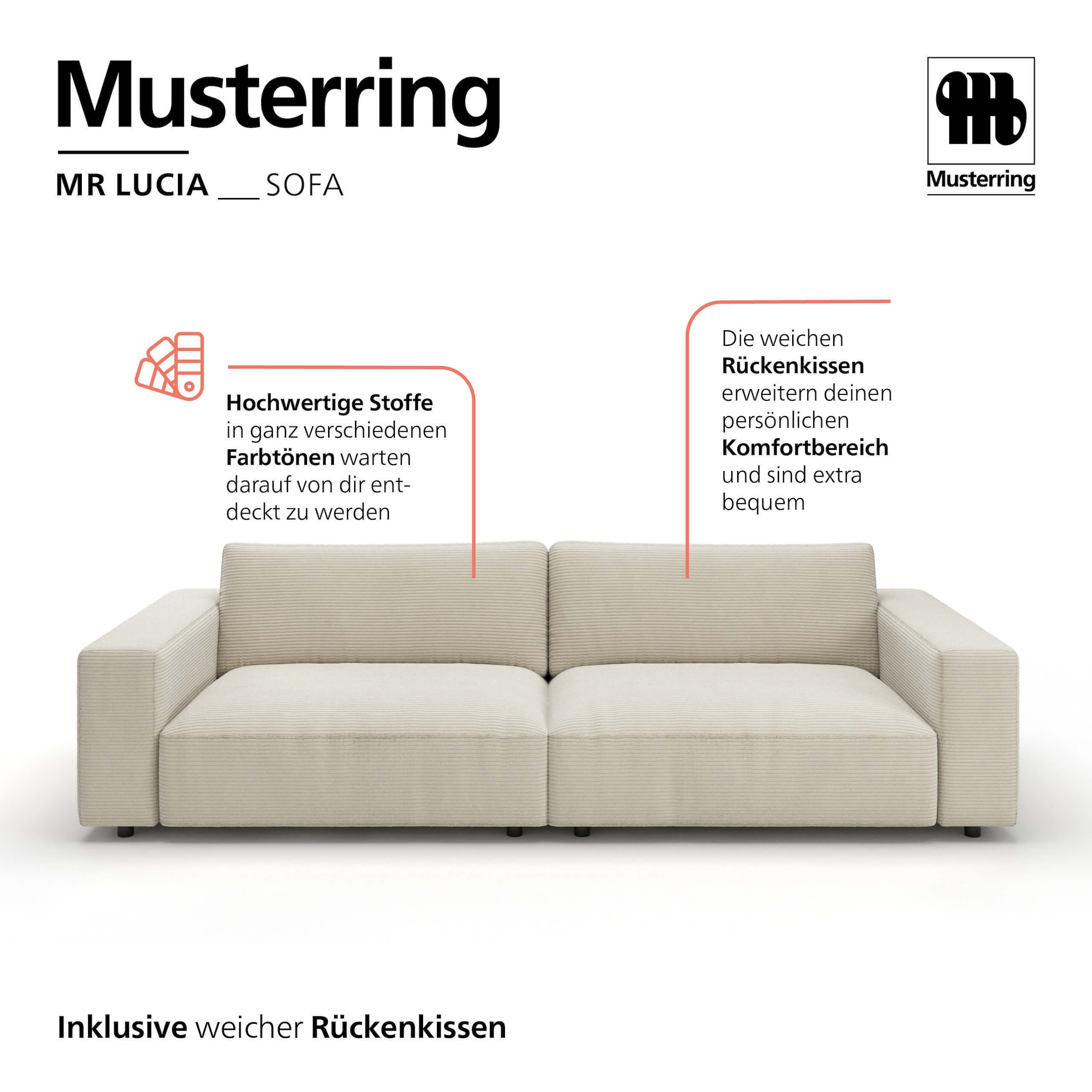 Musterring Canapé Big »MR Lucia, puristischer Luxus von Musterring« oreillers de chambre haut de gamme, rembourrage doux & look intemporel