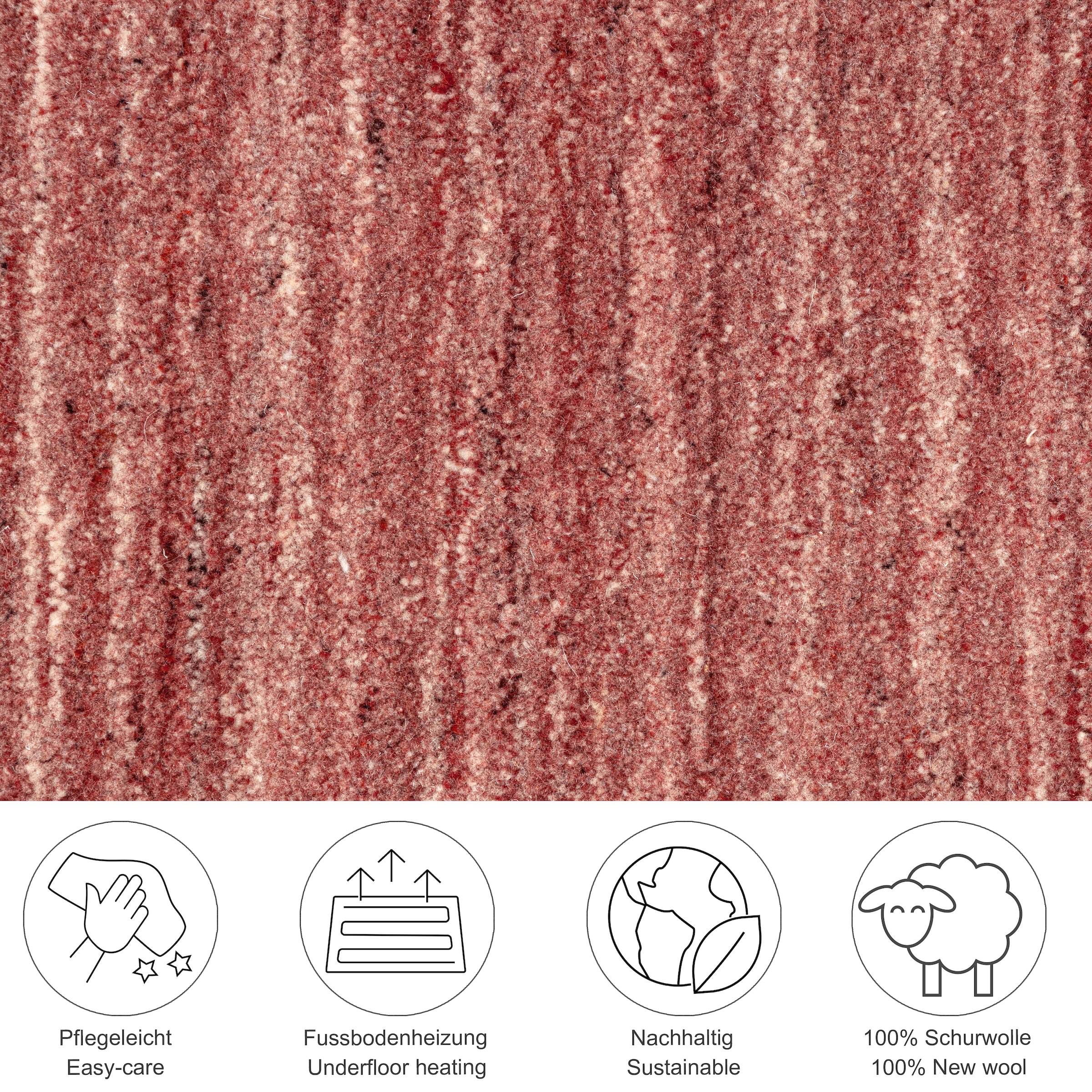 THEKO Tapis en laine »Pure UNI« Rond 14 mm Höhe Handwebteppich, meliert, reine Wolle, handgewebt