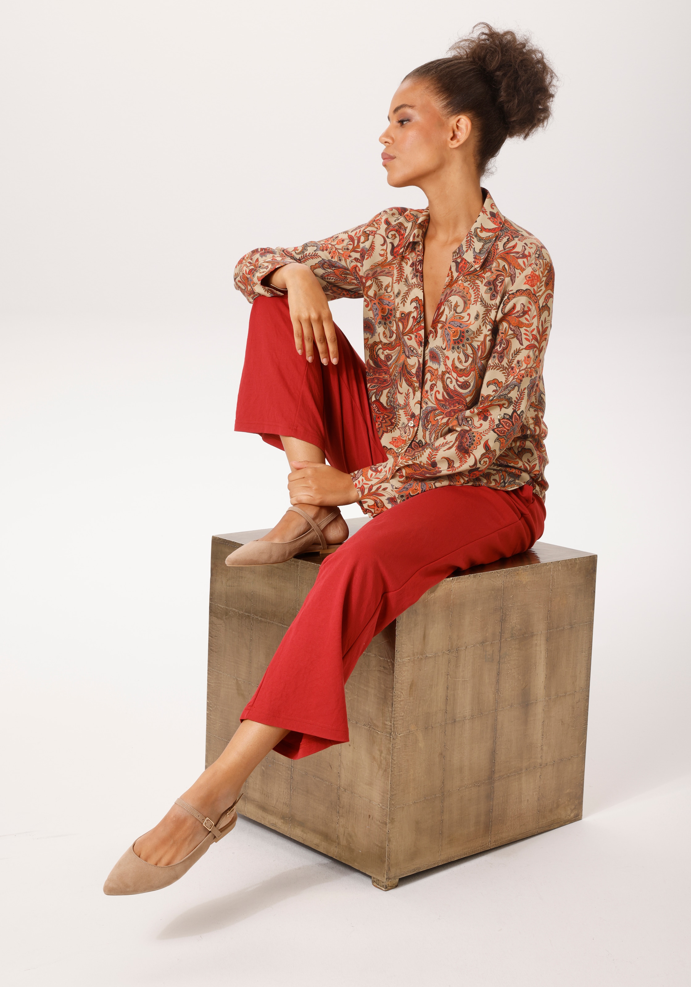 Aniston CASUAL Hemdbluse mit fantasievollem Blumendruck- jedes Teil ein Unikat - NEUE KOLLETION