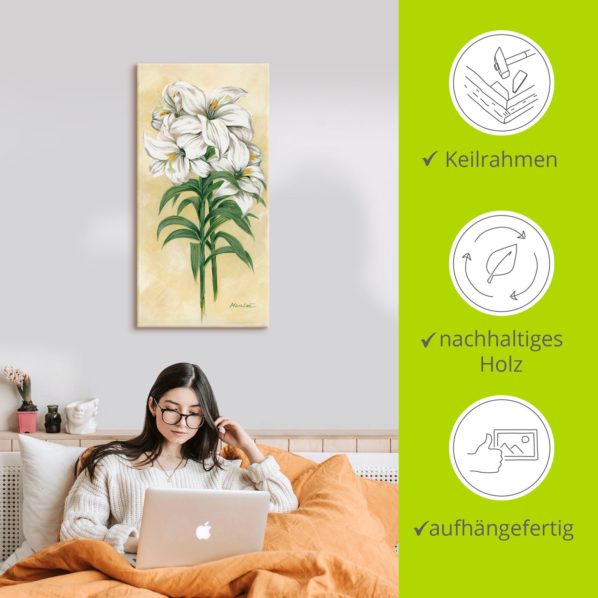 Artland Tableau sur toile »Lilien« 1 cuis tlg. auf Holzrahmen gespannt