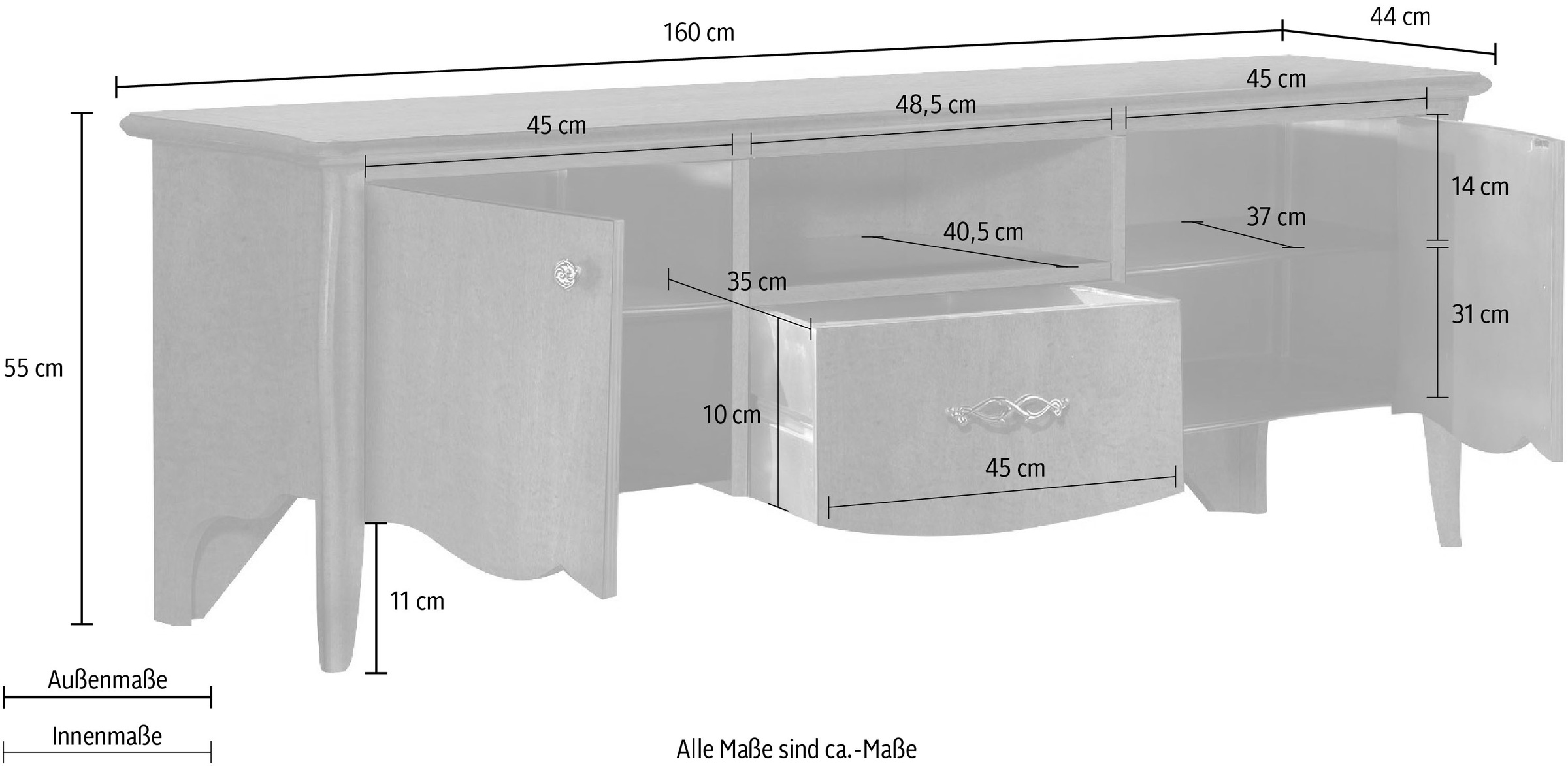 Home affaire TV-Board »TV-Board Sirmione«, Breite 160 cm