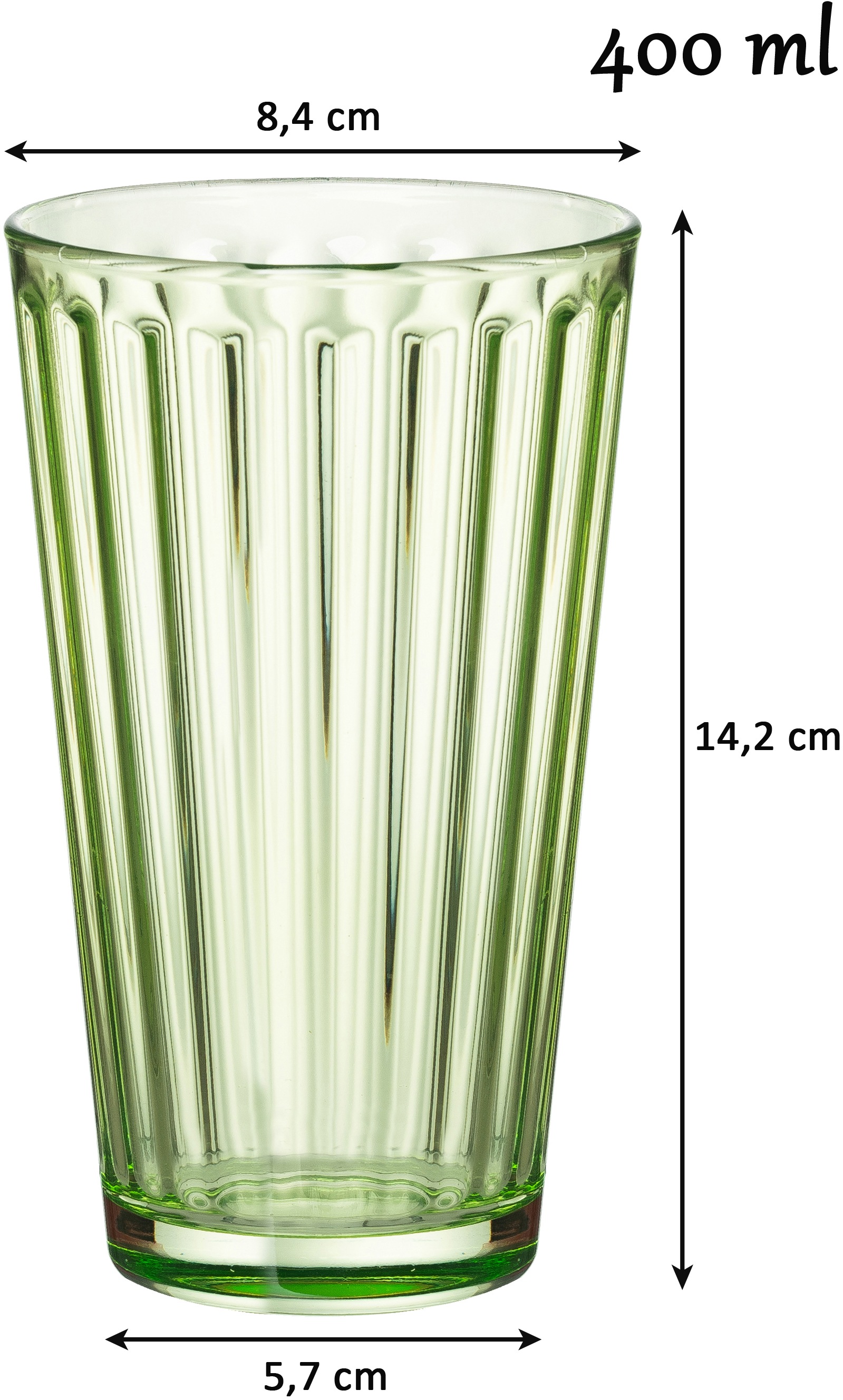 Ritzenhoff & Breker Longdrinkglas »Lawe«, (Set, 6 tlg., 6 Longdrinkgläser, je 400 ml), topaktuelles Innen-Facettierung