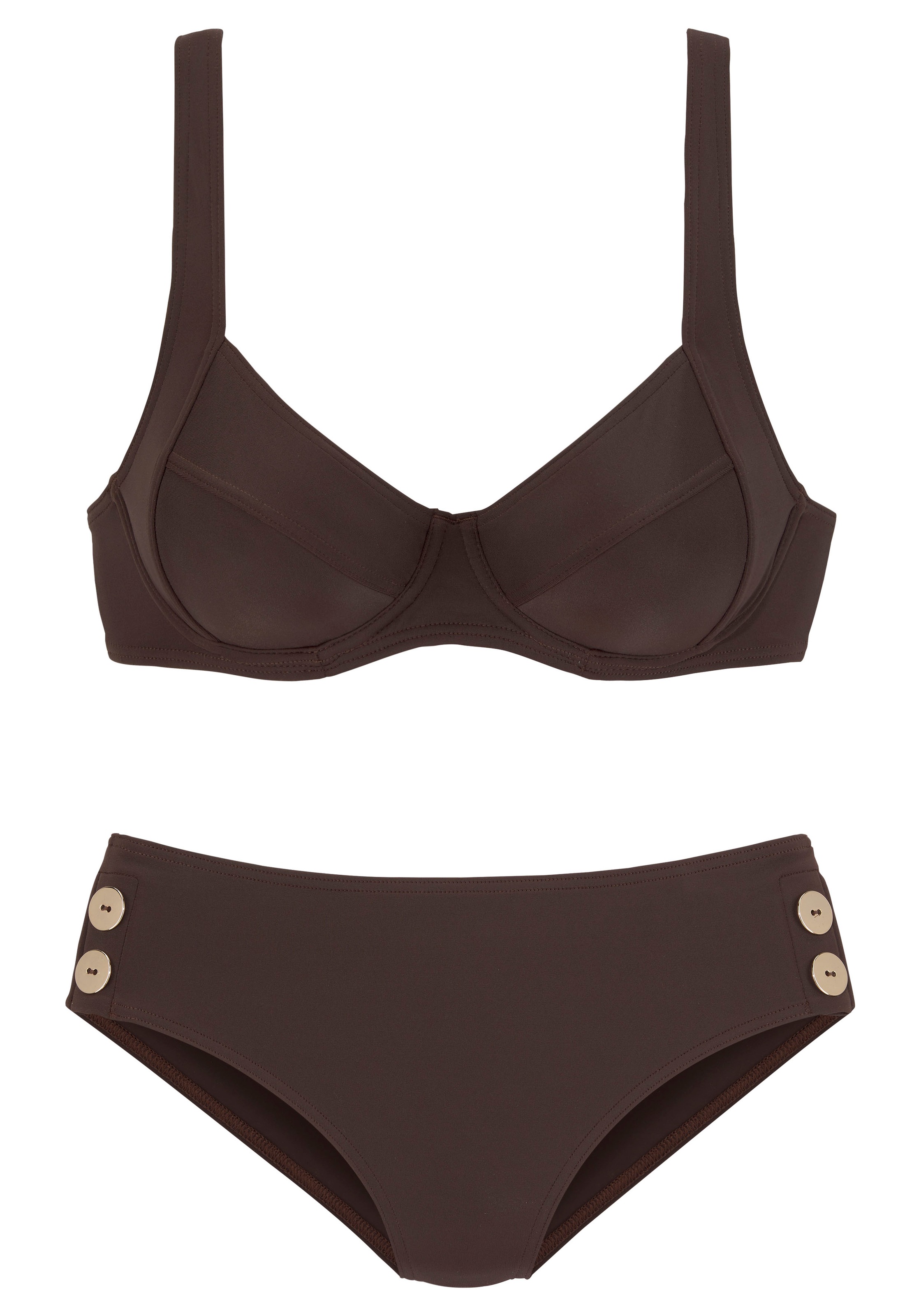 Vivance Bügel-Bikini mit goldfarbenen Zierknöpfen