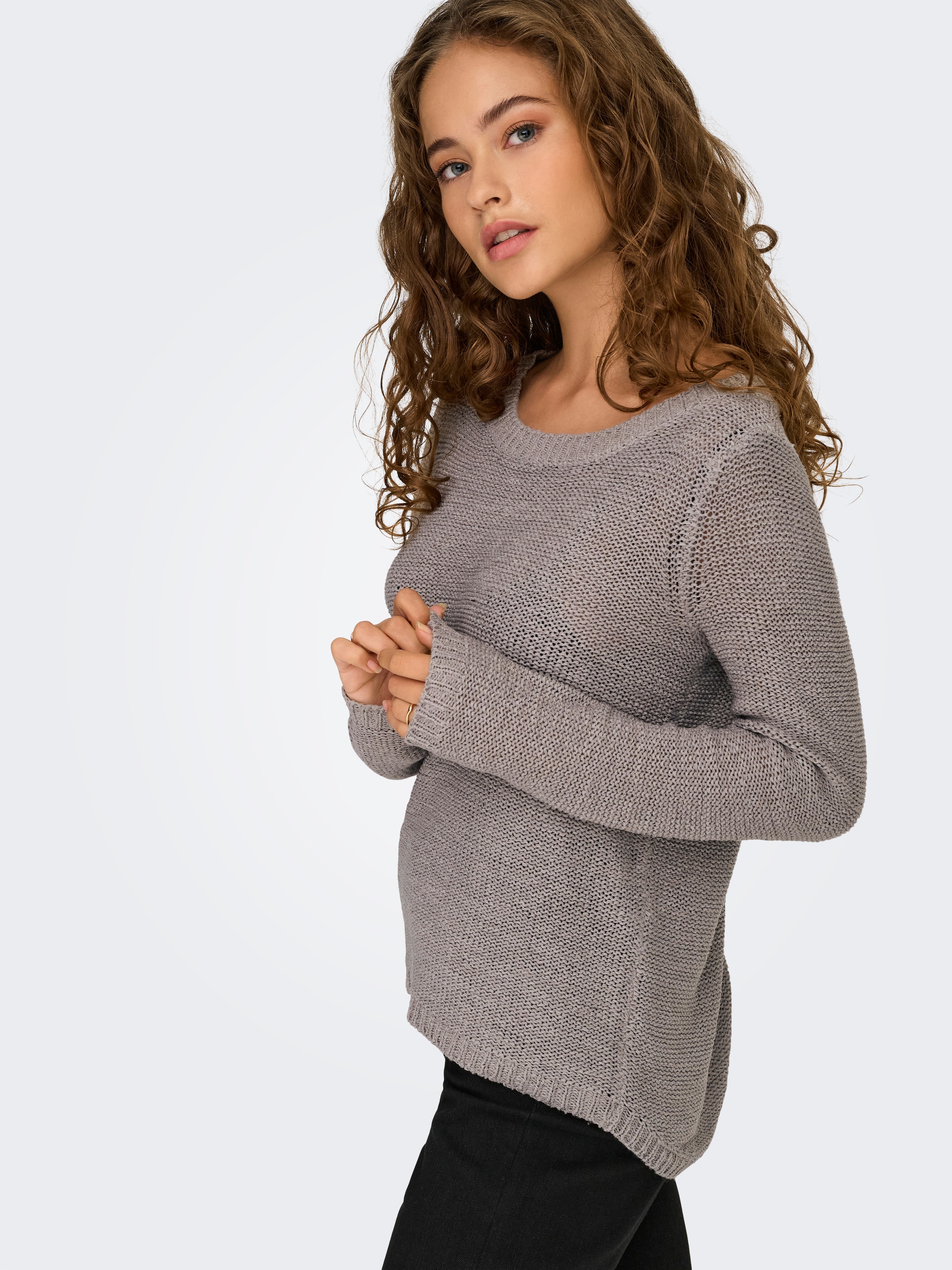 ONLY Strickpullover »ONLGEENA XO L/S PULLOVER KNT NOOS« Materialmix, regular fit