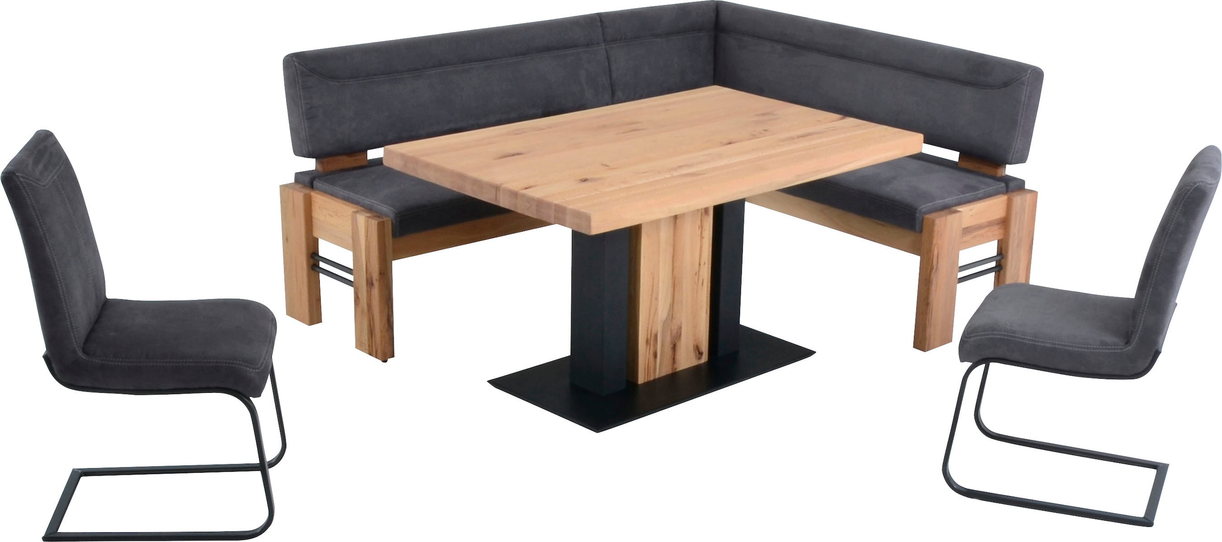 K+W Komfort & Wohnen Ensemble de bancs d'angle »Floyd« Ensemble, 5 cuis tlg. banquette d'angle avec rangement, côté long à droite ou à gauche 203cm au choix