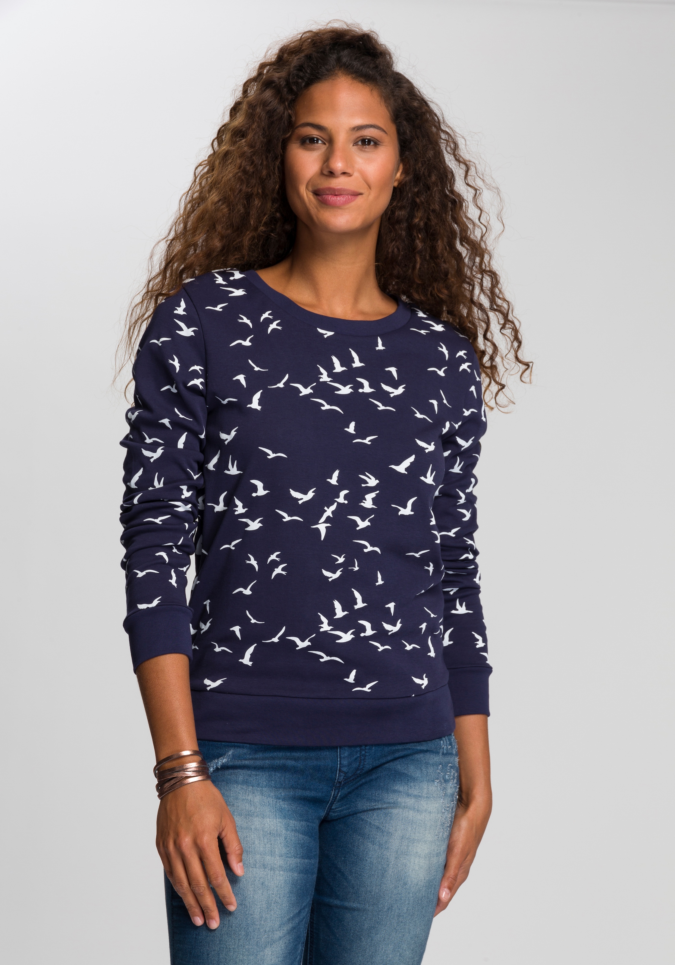 Image of KangaROOS Sweatshirt, Langarm, figurumspielender Schnitt, bedruckt, Rundhalsausschnitt
