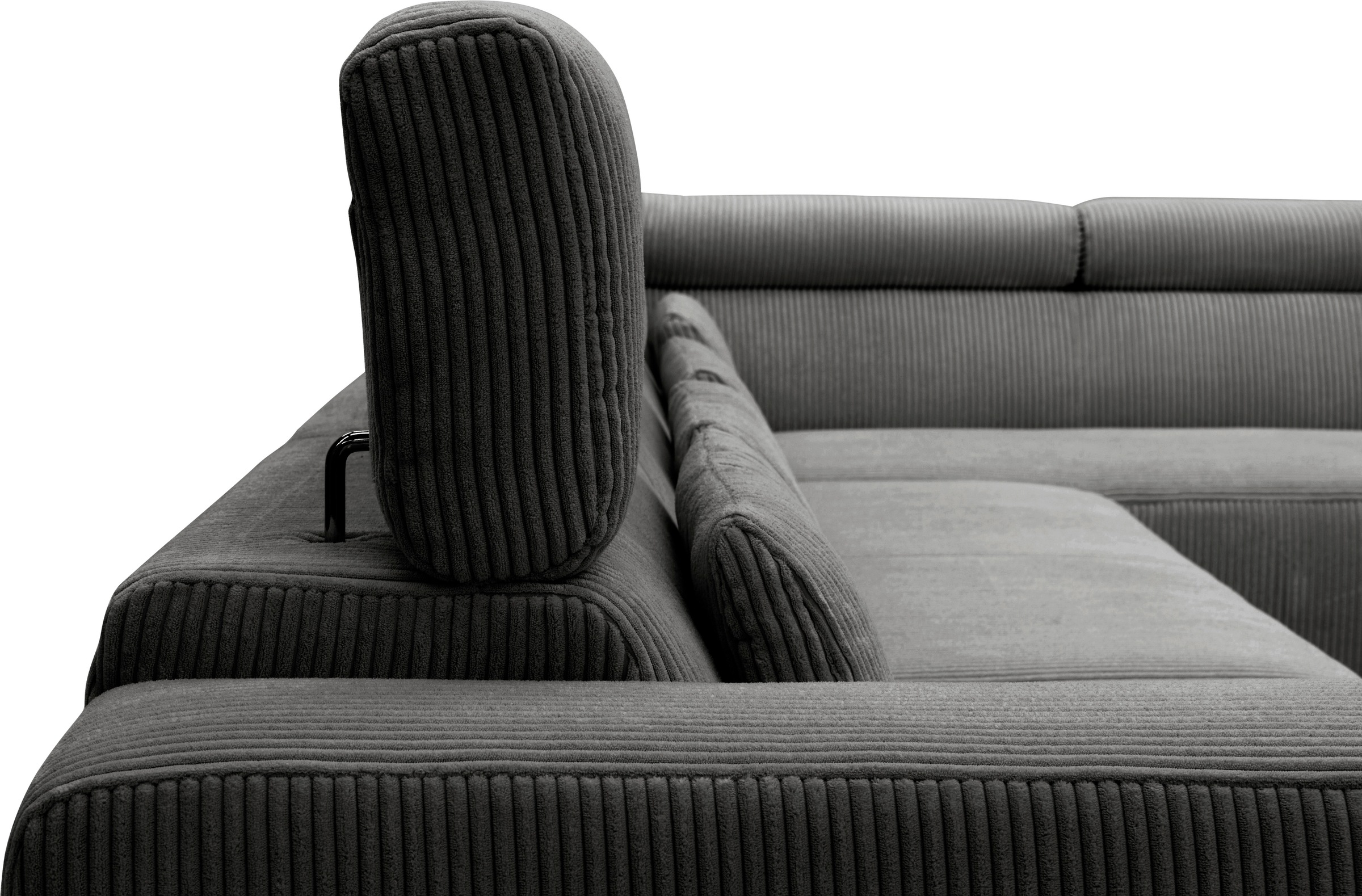 DOMO collection Wohnlandschaft »Brandon viele Bezugsarten, auch in Cord und Leder, incl. Nierenkissen«, mit Kopfteilverstellung, wahlweise Sitztiefenverstellung, U-Form