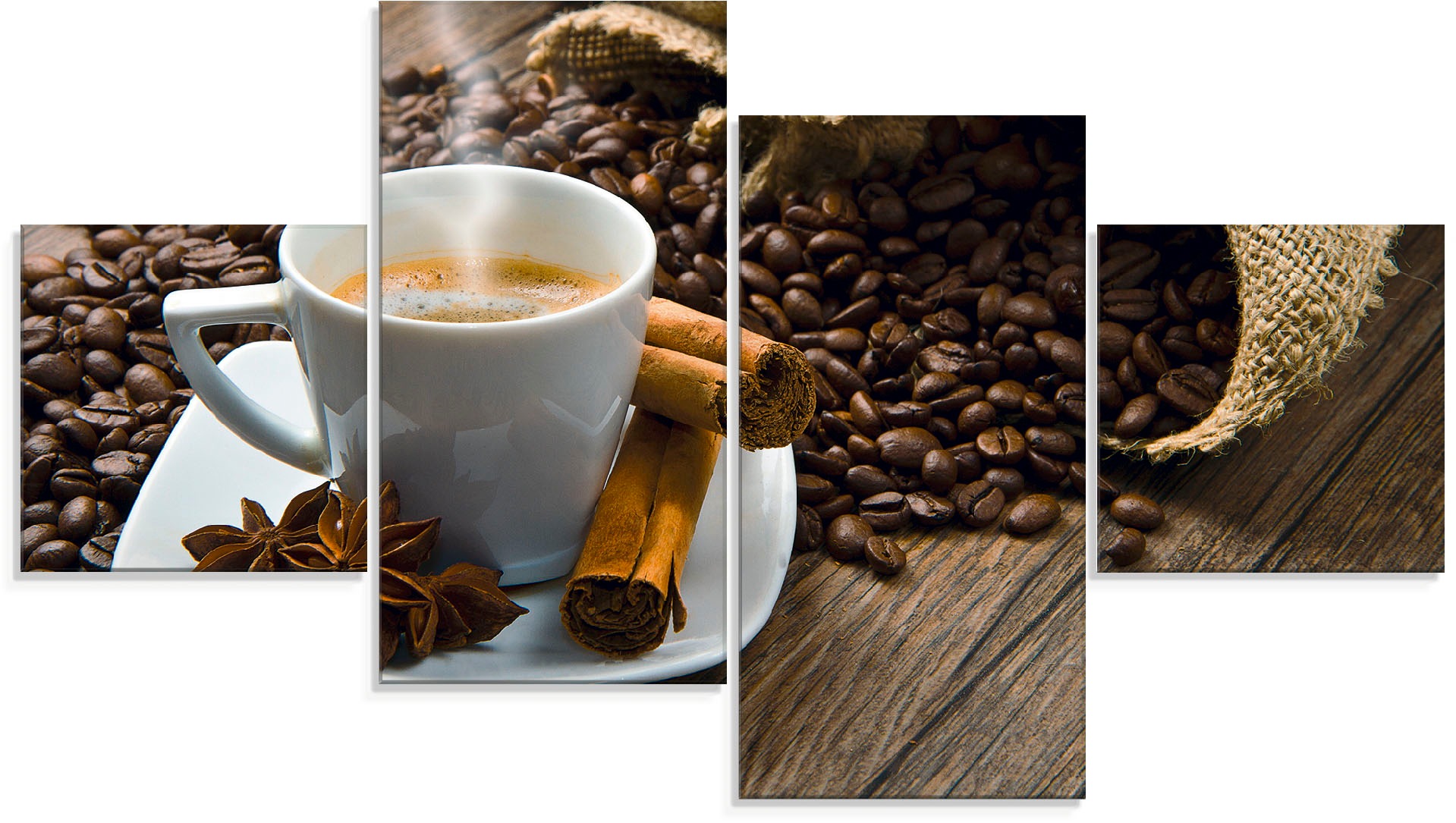 Image of Artland Glasbild »Kaffeetasse Leinensack mit Kaffeebohnen«, Getränke, (4 St.) bei Ackermann Versand Schweiz