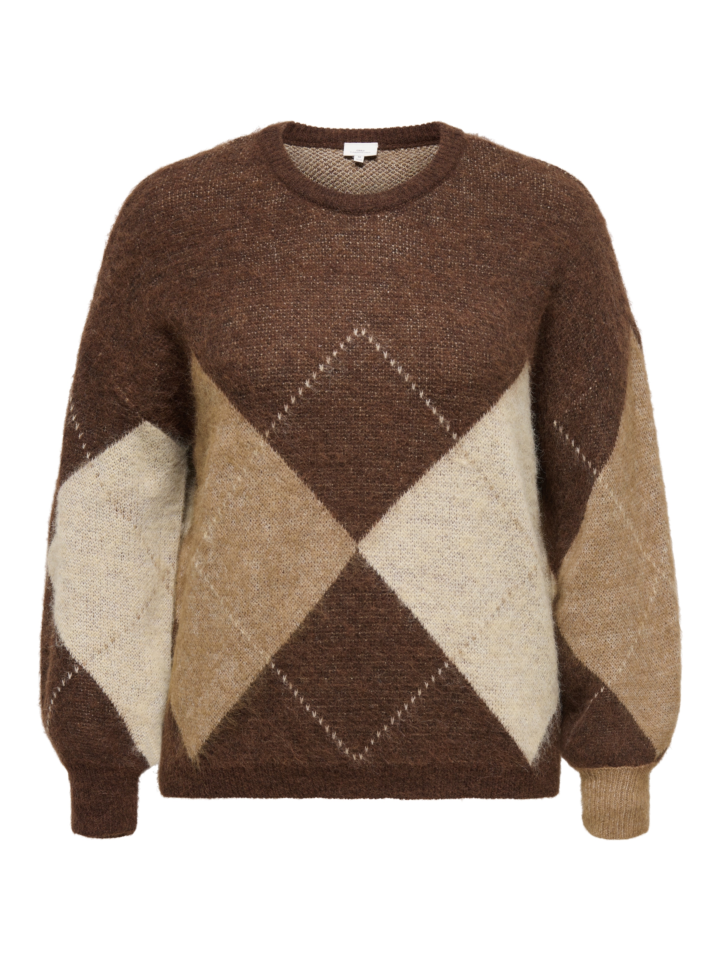 Image of ONLY CARMAKOMA Strickpullover "CARNOEME JQ LS O-NECK KNT NOOS" Materialmix, regular fit